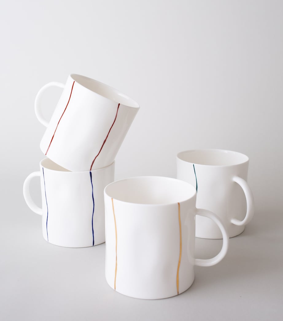 FELDSPAR Fine Bone China Stripe Tea Mug (Set of 4) Harrods Mix Image 4