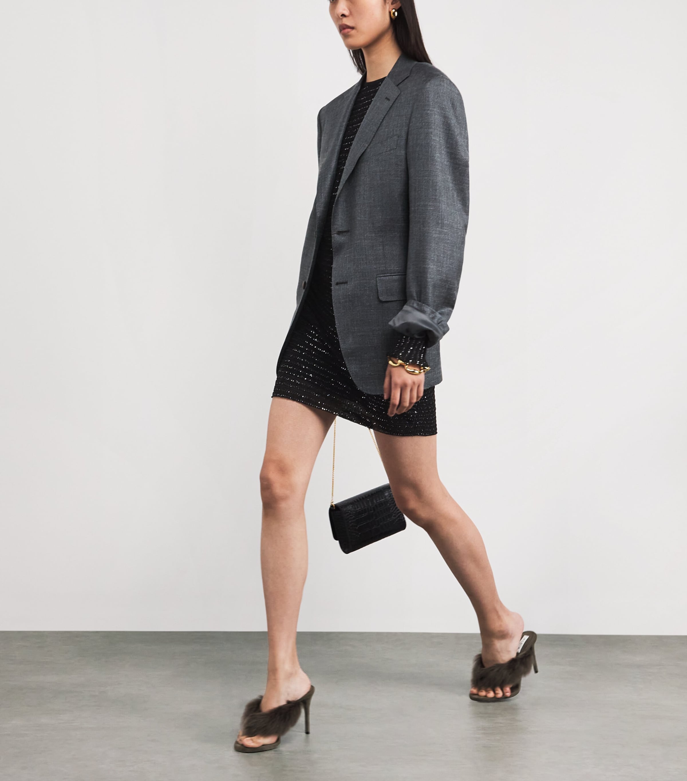 Sequinned Mini Dress S91RX BLACK TONES Image 2