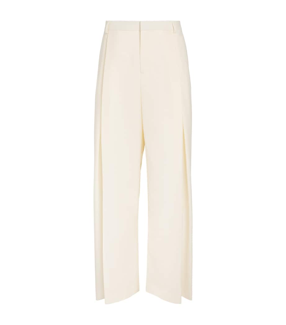 Casablanca Mens Wool Pleated Wide-Leg Trousers White Image 1