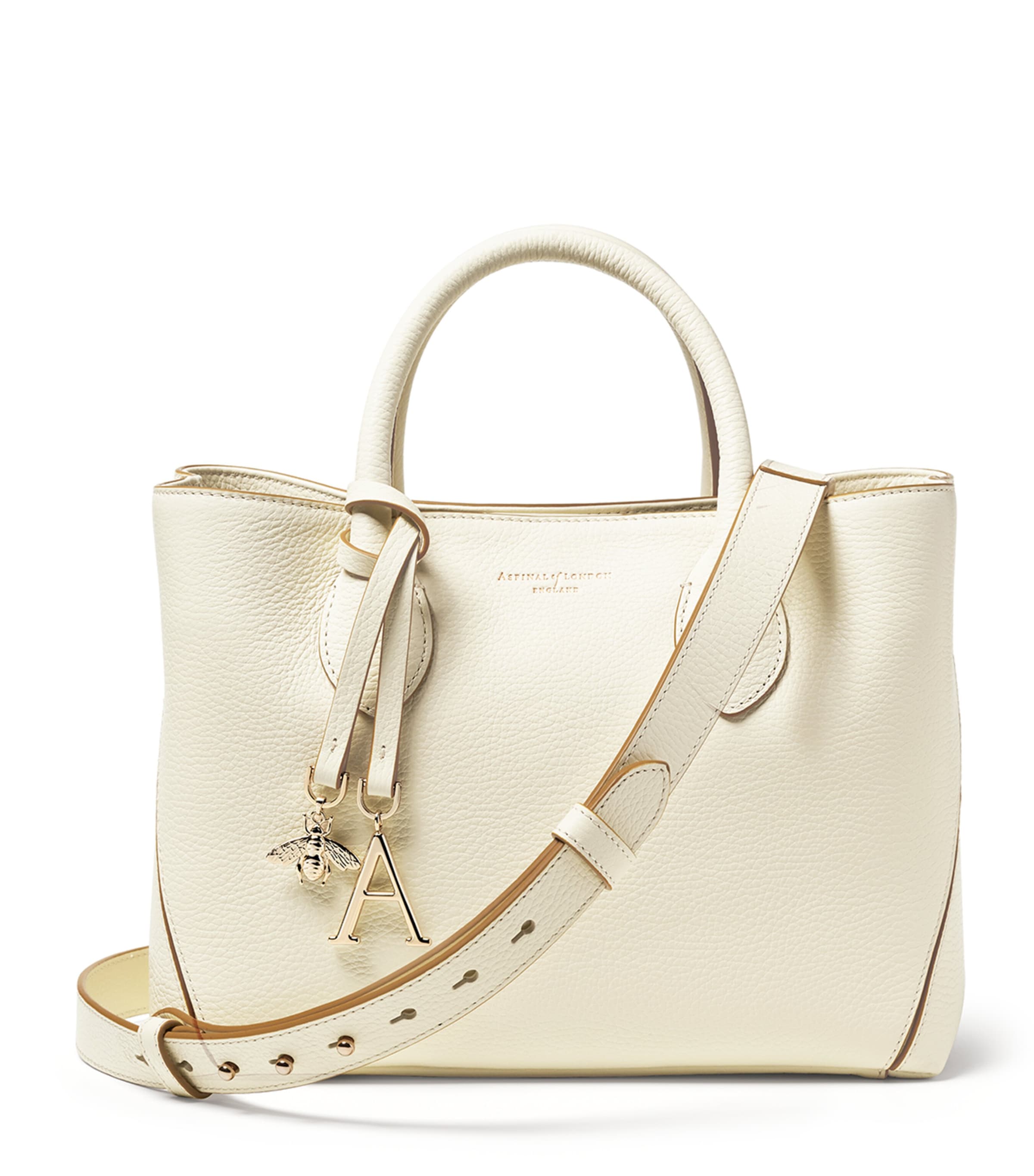 Aspinal Of London Midi Leather London Tote Bag In Neutral