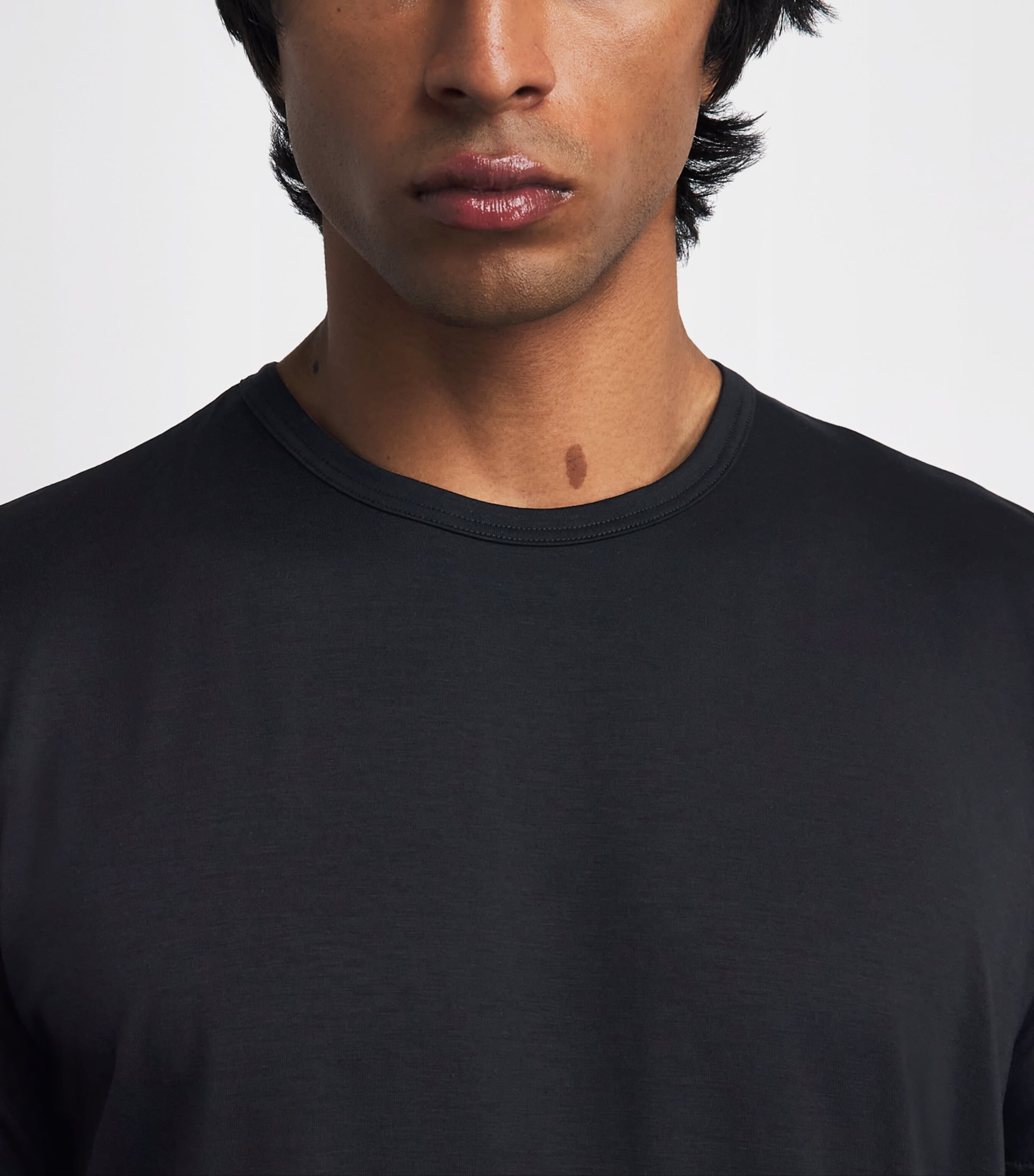 Sunspel Mens Stretch-Tencel T-Shirt Bkaa Black Image 3