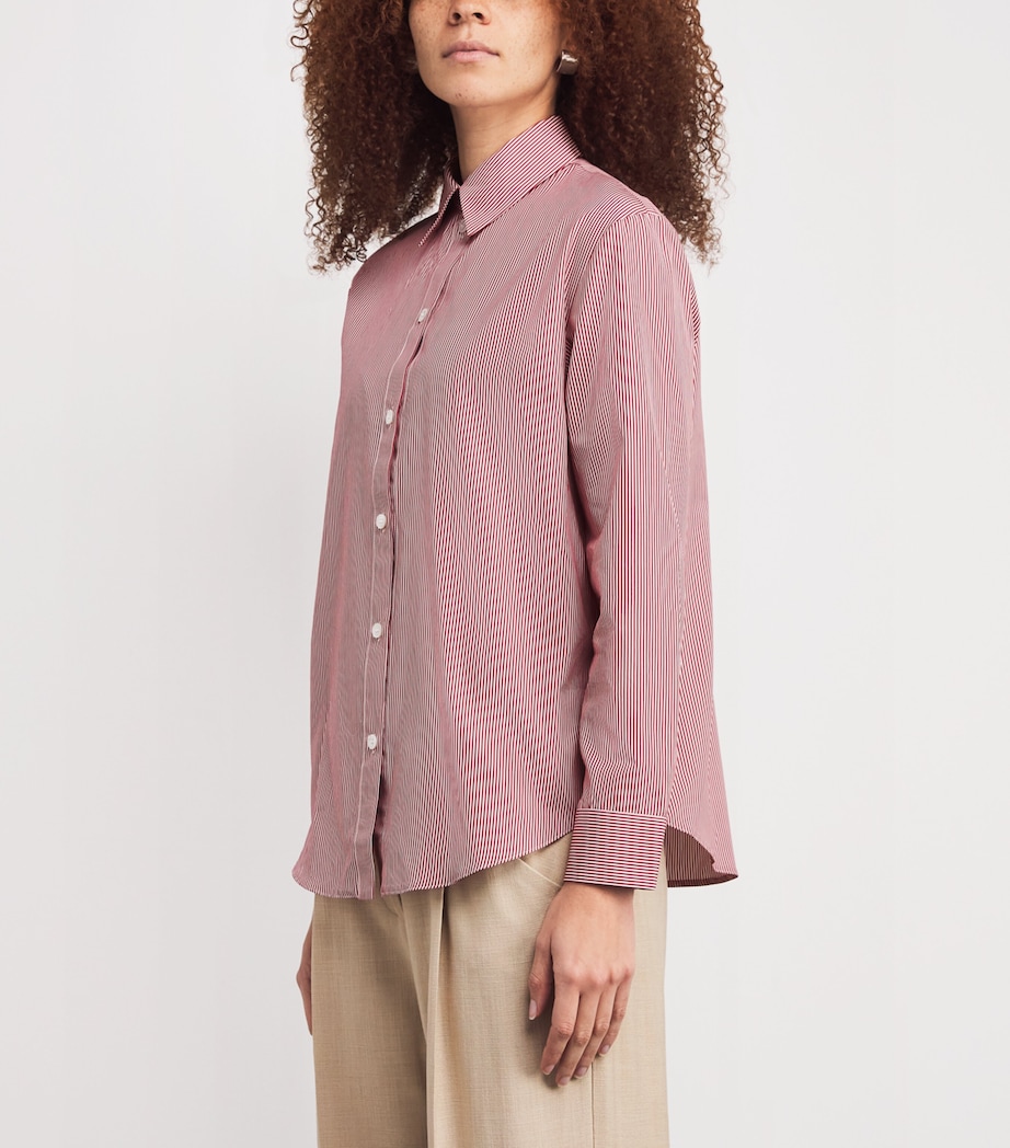Cotton Stripe Shirt 003 DARK RED Image 3