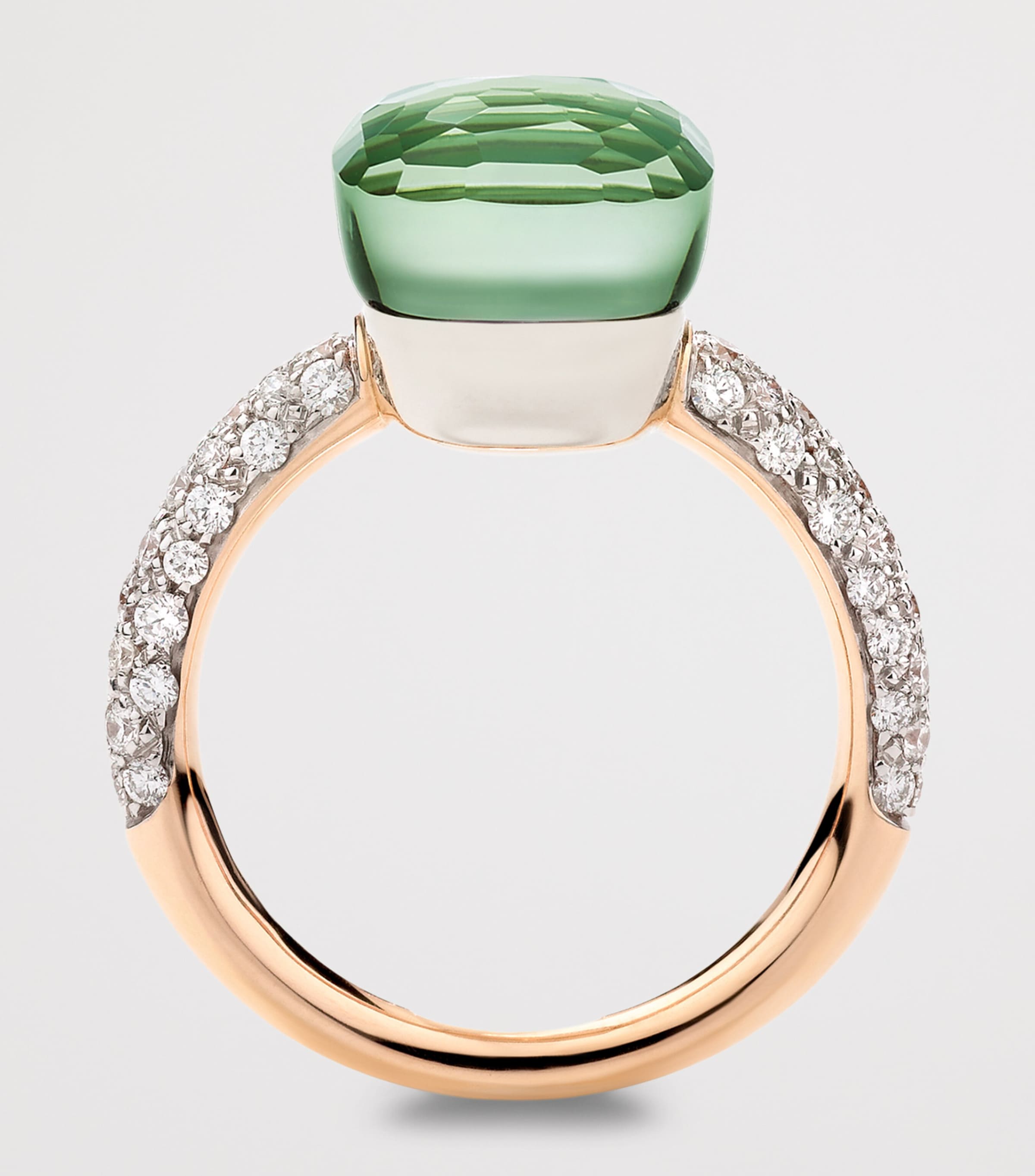 Pomellato Mixed Gold, Prasiolite, Agate and Diamond Nudo Ring Bpaav Image 4