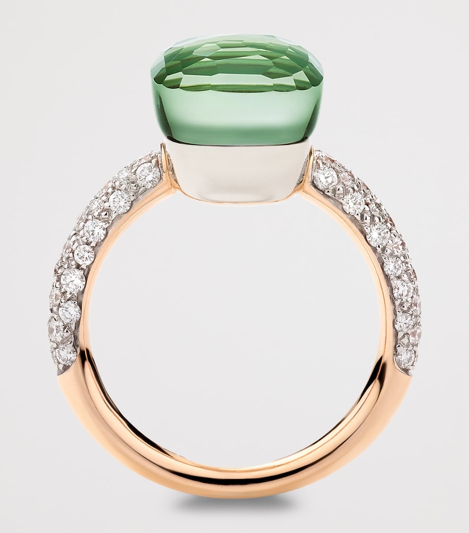Pomellato Mixed Gold, Prasiolite, Agate and Diamond Nudo Ring Bpaav Image 4