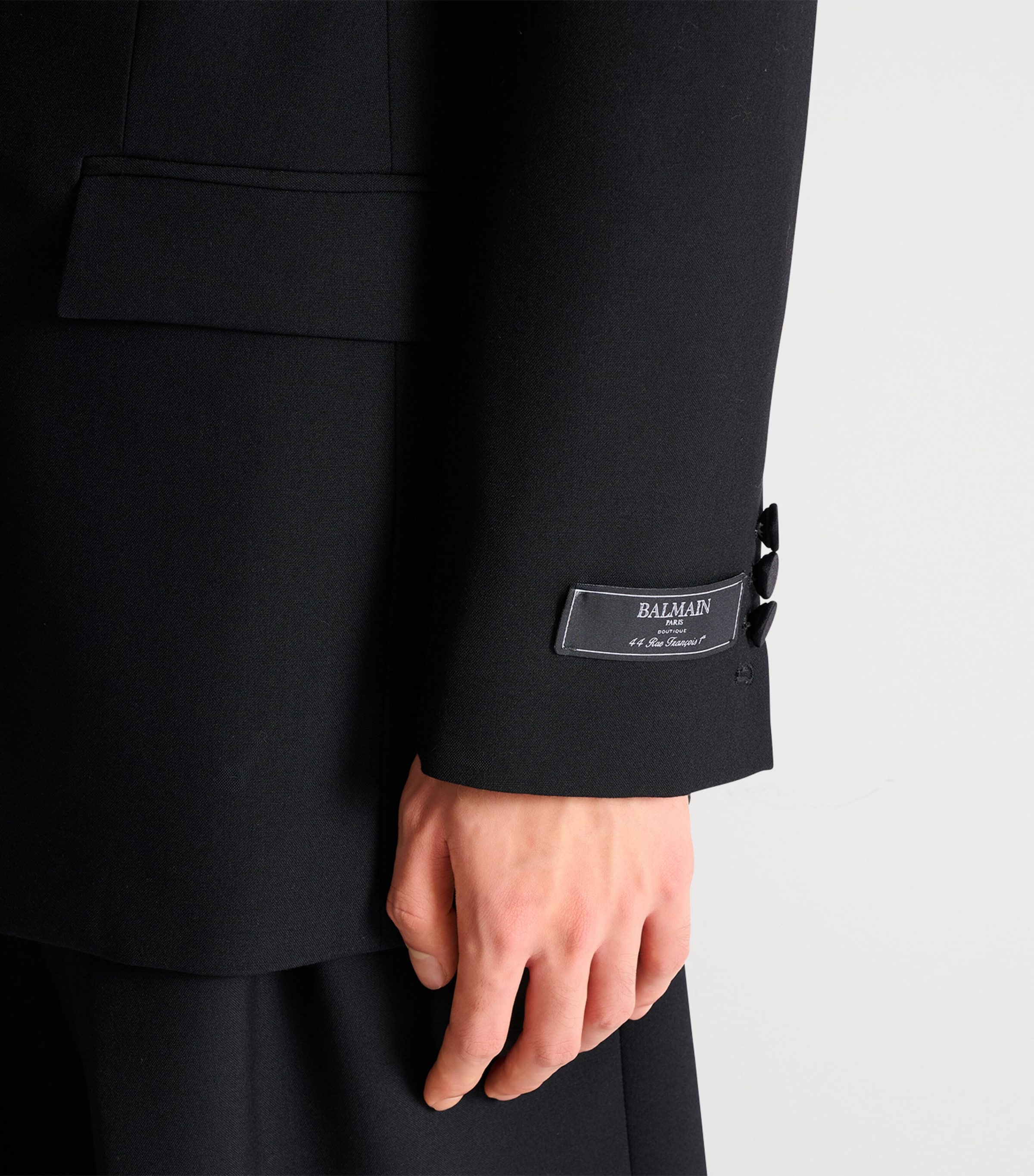 Balmain Mens Wool Shawl-Lapel Tuxedo Jacket Eap Noir/noir Image 7