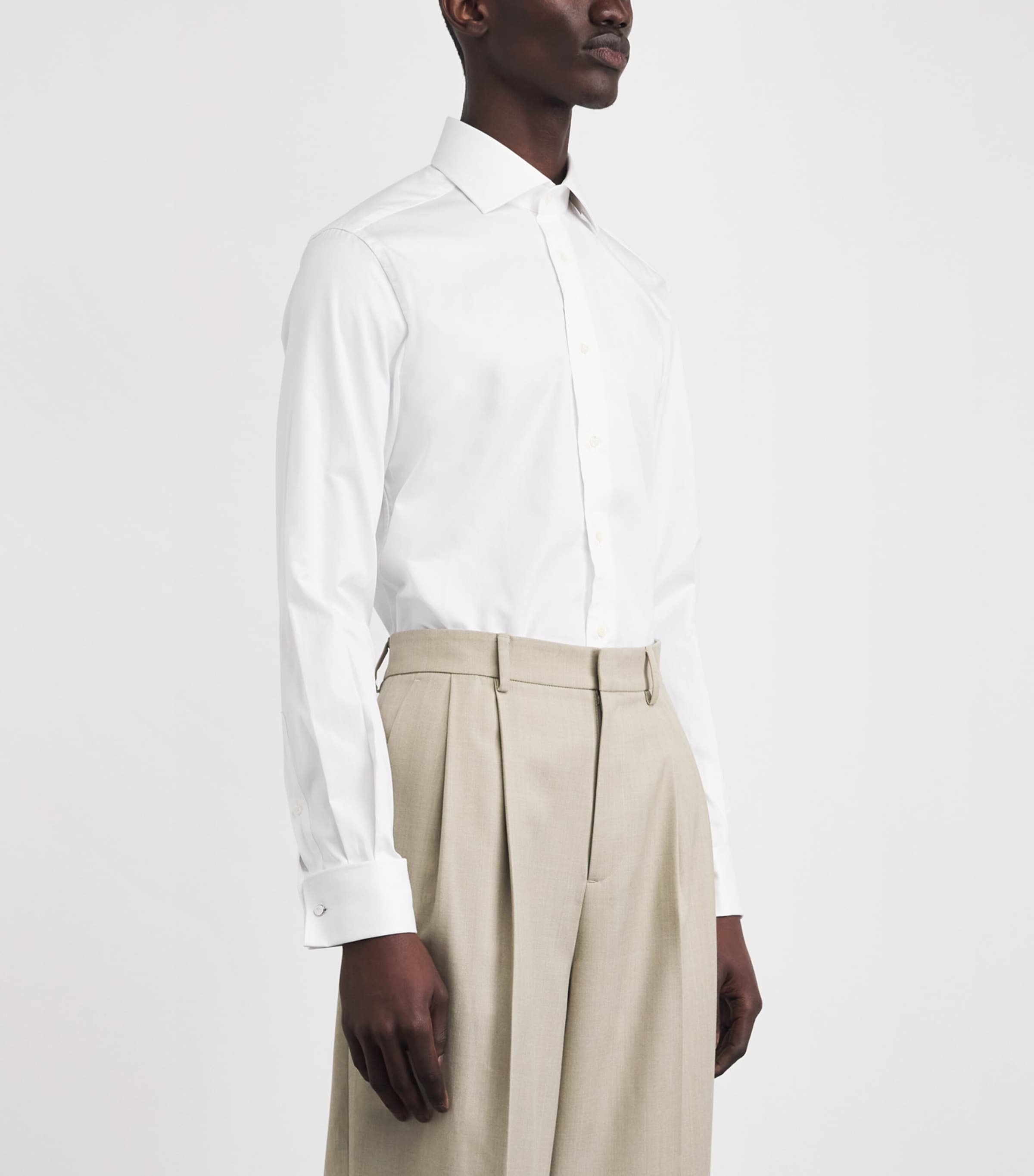 Corneliani Mens Cotton Twill Shirt Optical White Image 4