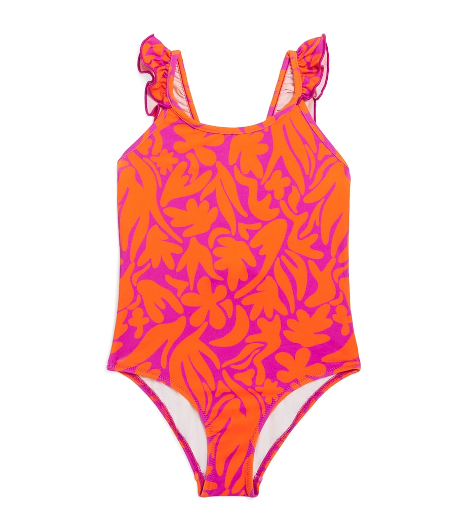 Frilled Patterned Swimsuit (2-12 Years) 262 CORAL Image 1
