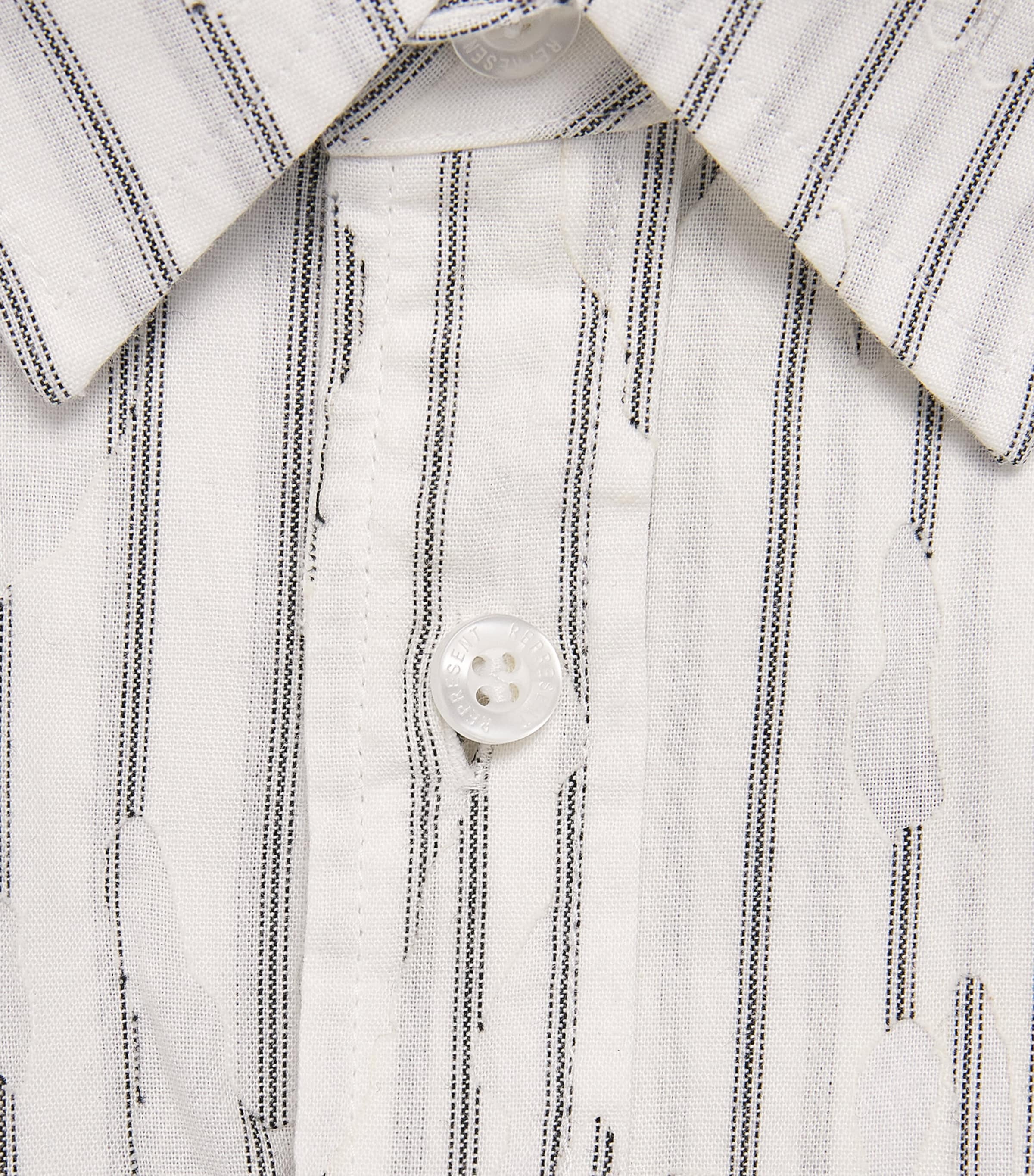 Represent Mens Cotton Stripe Teared Shirt Flat White Image 6