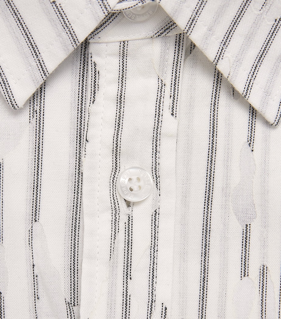 Represent Mens Cotton Stripe Teared Shirt Flat White Image 6