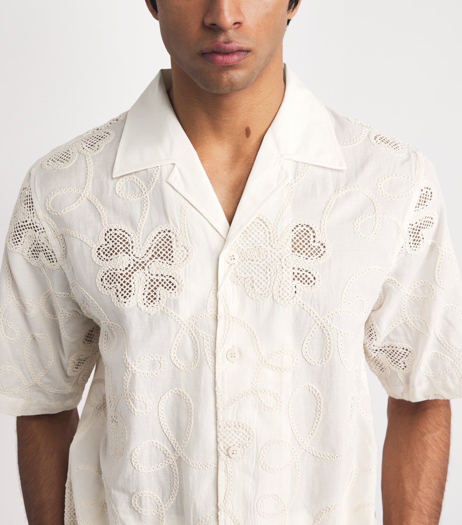 NN.07 Mens Organic Cotton Embroidered Ben Shirt Ivory Image 3