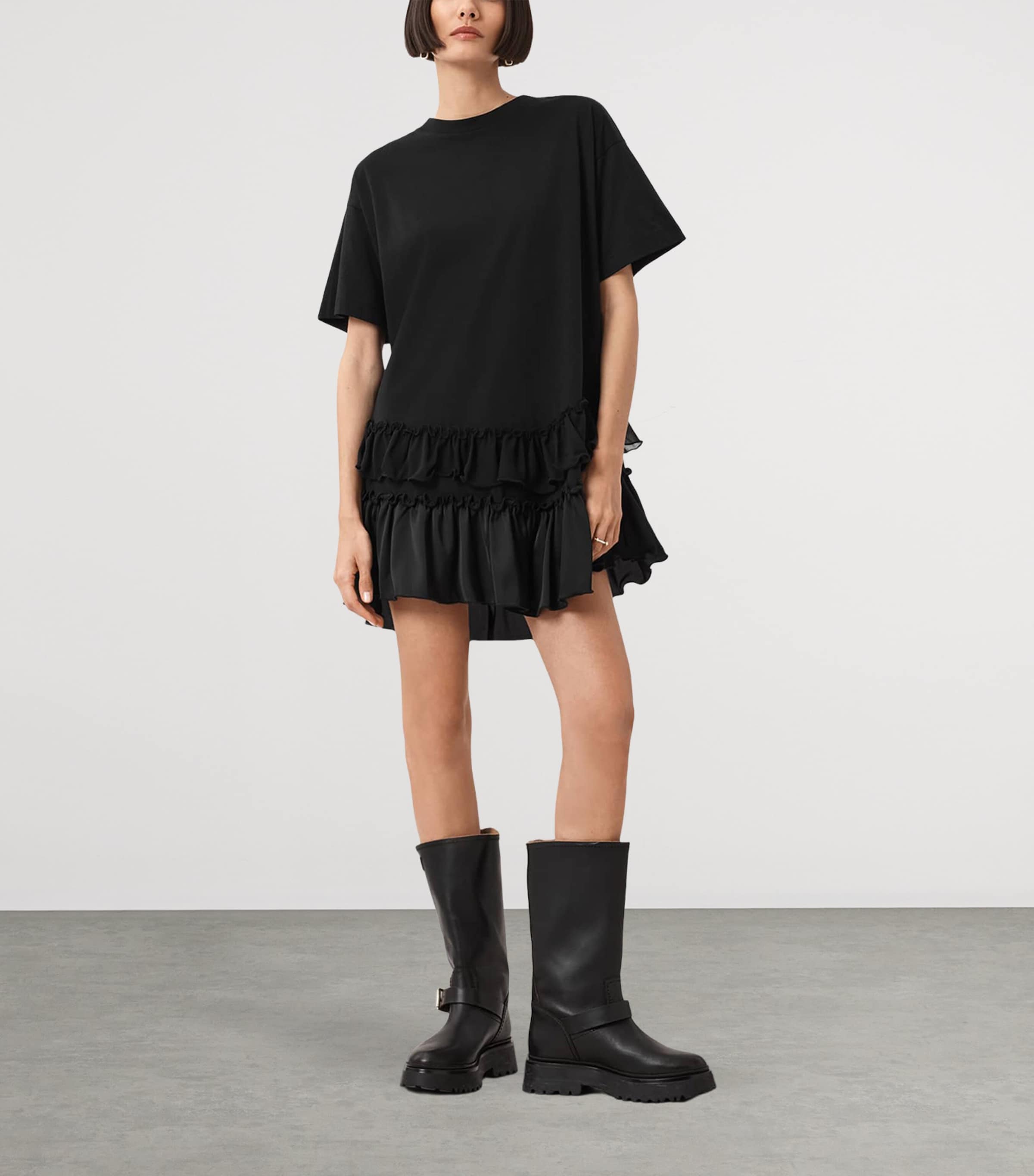 AllSaints Womens Organic Cotton Feyre Mini Dress Black Image 2