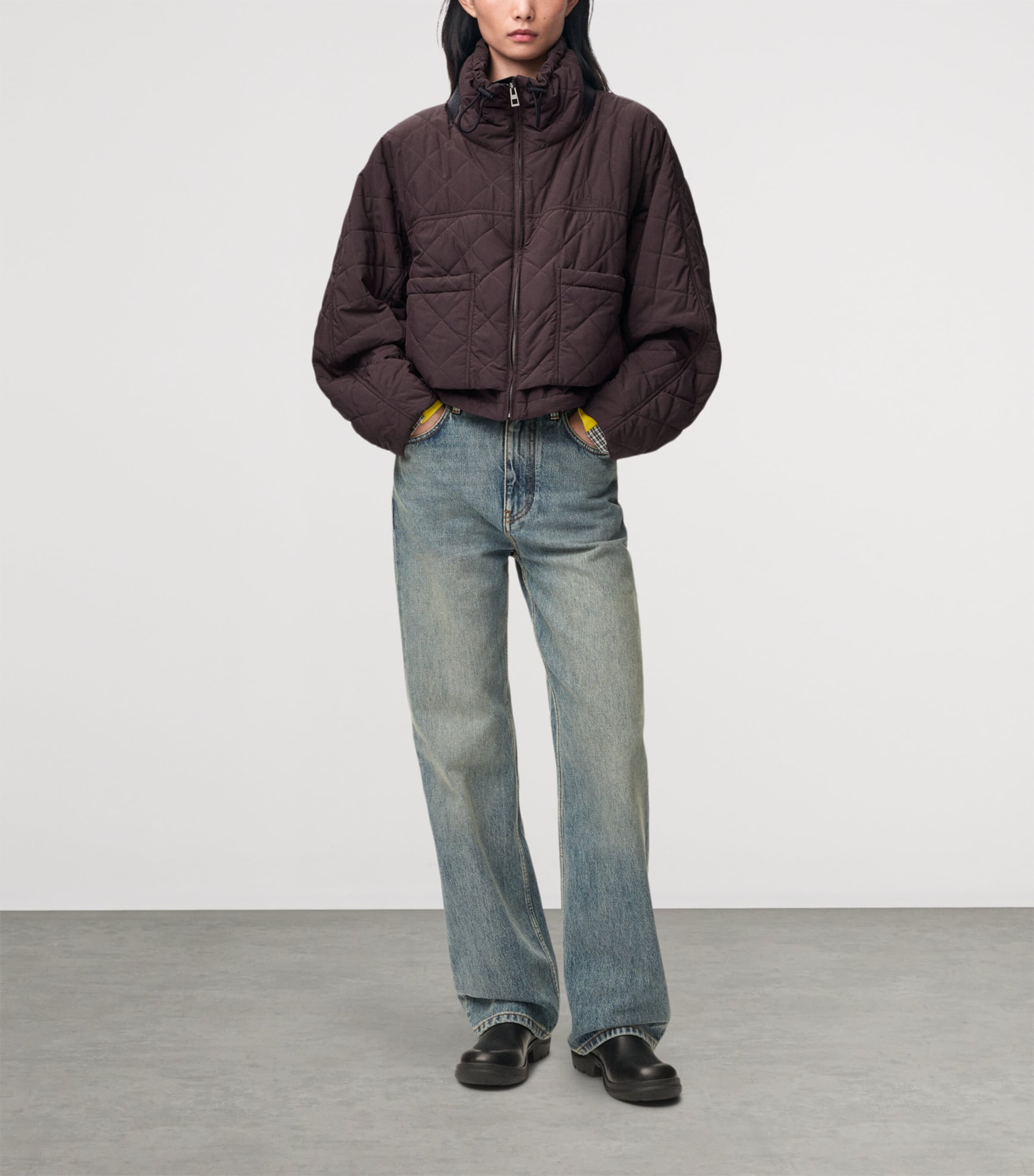 LOEWE Womens Technical Quilted Jacket Brown Image 2