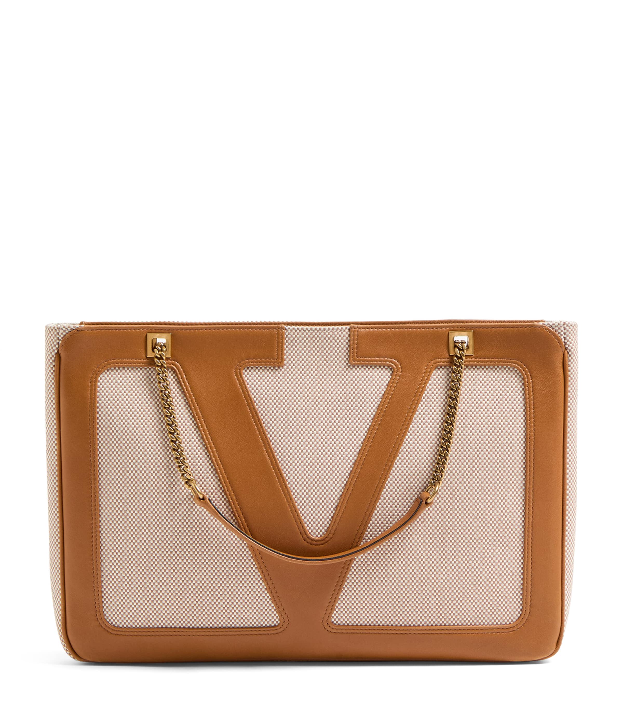 Valentino Medium Canvas And Leather Viva Superstar Tote Bag In Neutral
