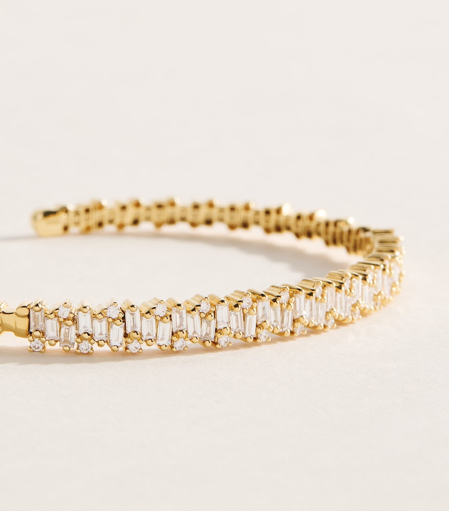 Suzanne Kalan Yellow Gold and Diamond Classic Shimmer Bangle Yg/wd Image 3