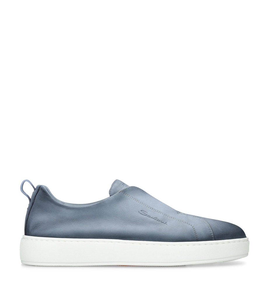 Santoni Nubuck Leather Clean Icon Sneakers Blue Image 1
