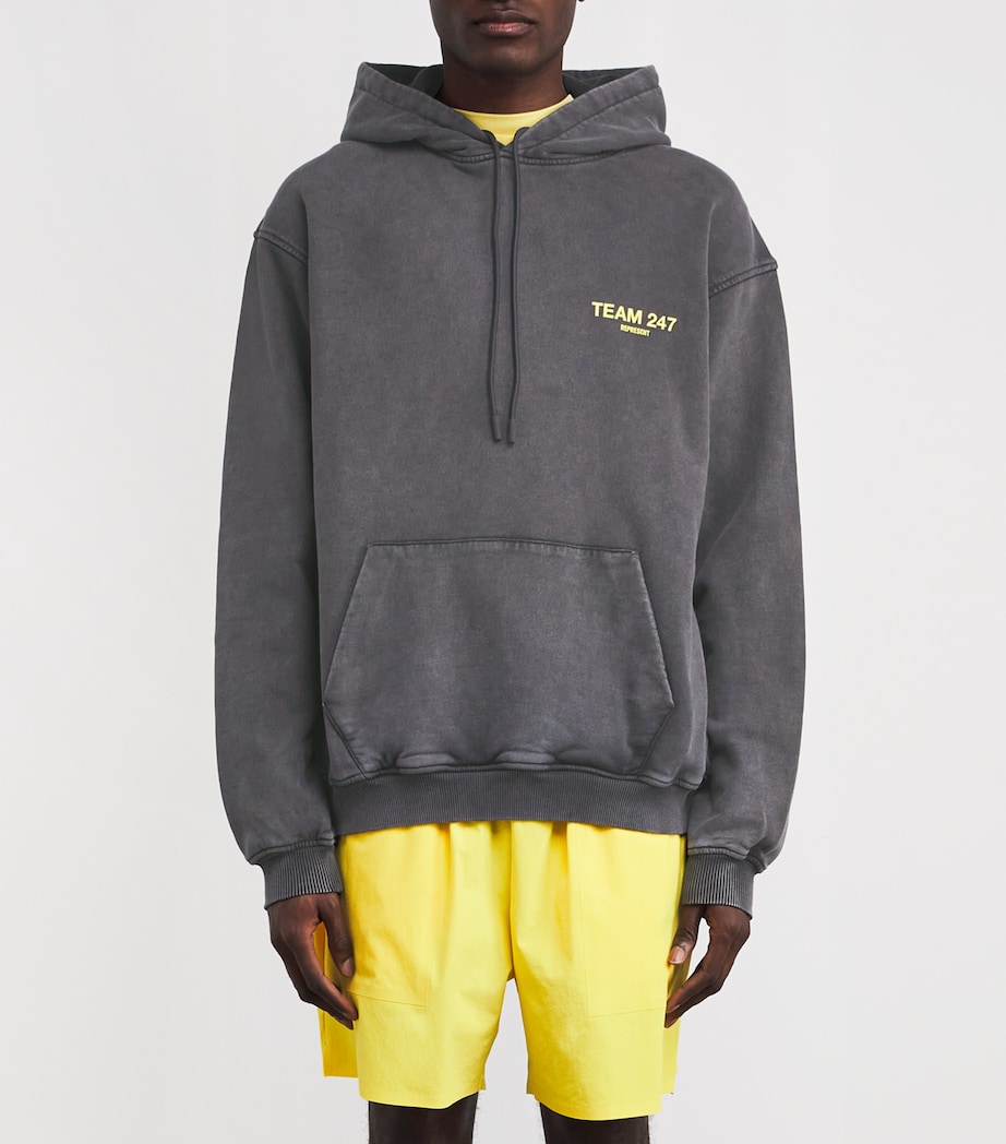 Represent 247 Mens Oversized Team 247 Hoodie Pewter/lemon Image 3