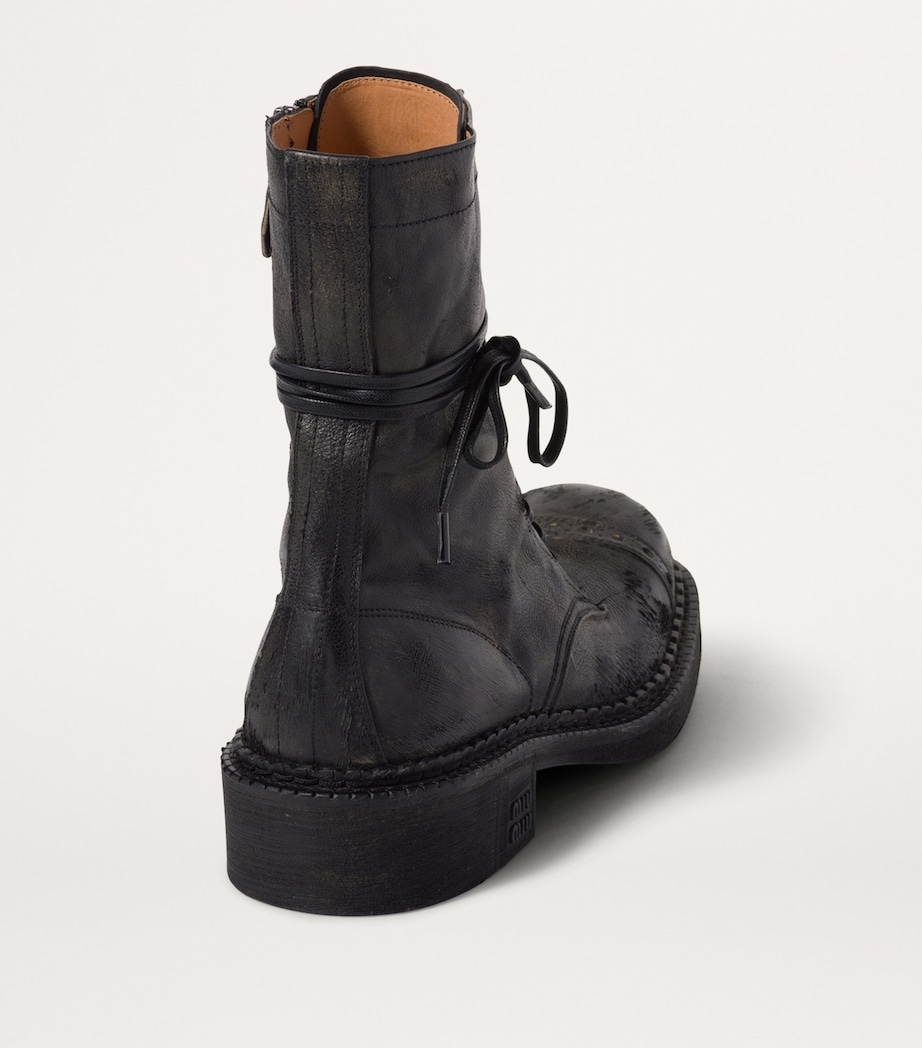 Leather Lace-Up Boots F0002 Image 3