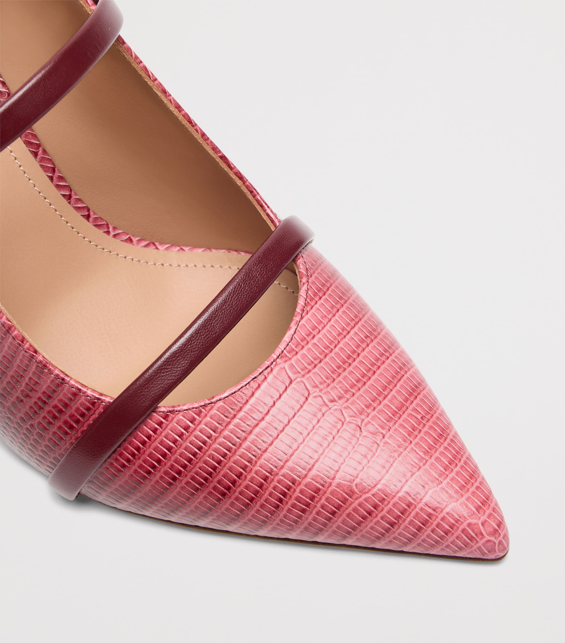 Malone Souliers Embossed Leather Maureen Heeled Mules 70 Rosewood Image 5