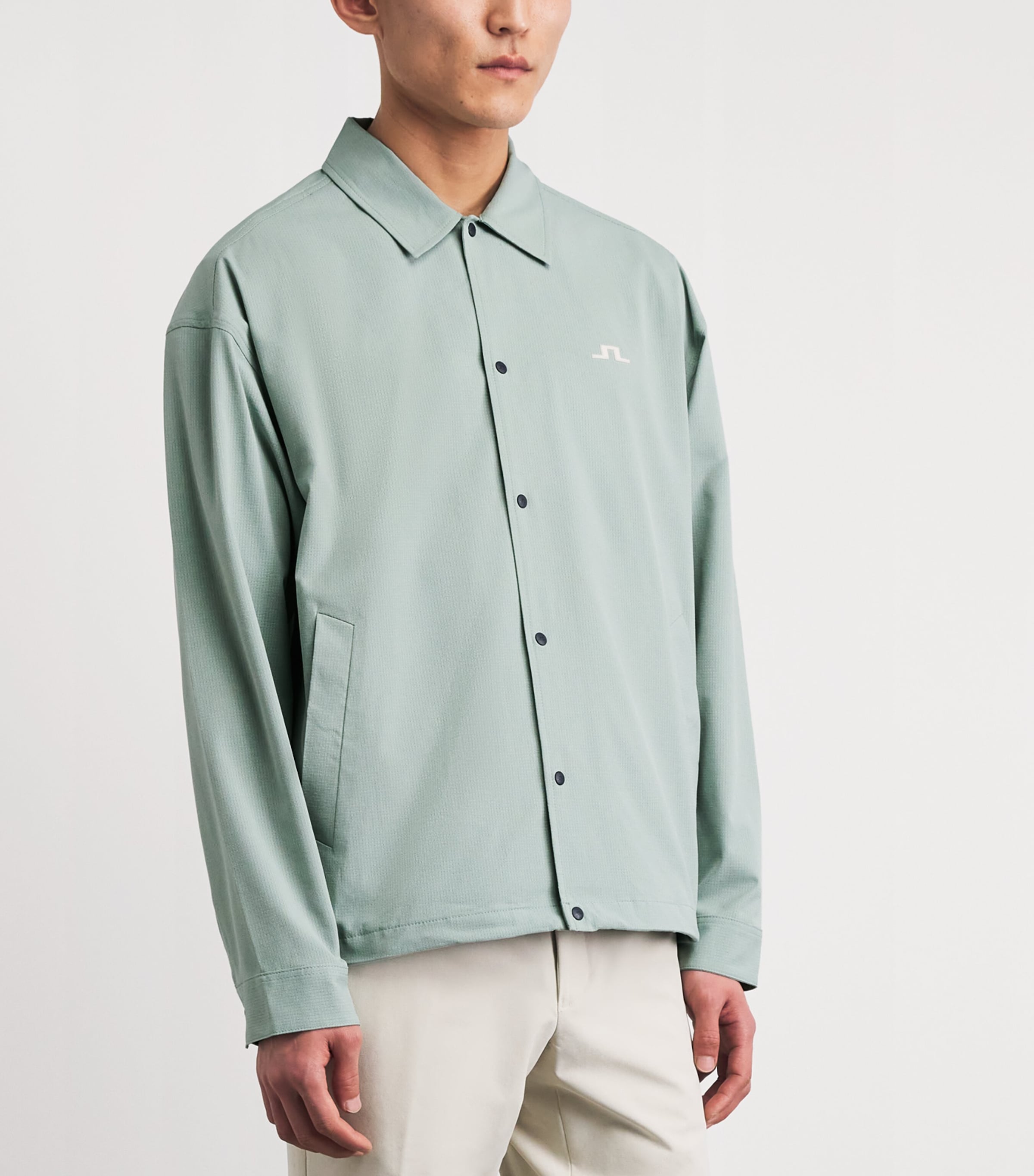 J Lindeberg Mens Dex Coach Overshirt Jadeite Image 4