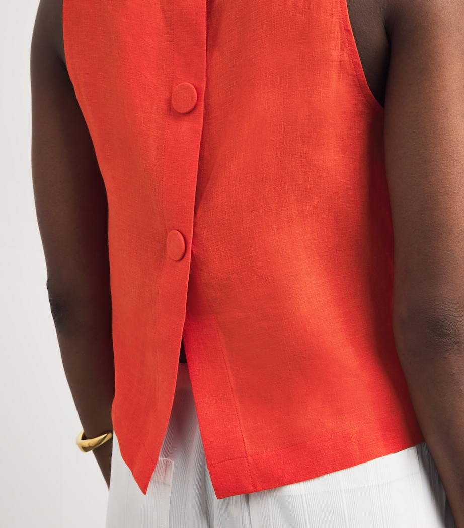 Eres Womens Linen Sleeveless Ravie Blouse Rooibos Image 3