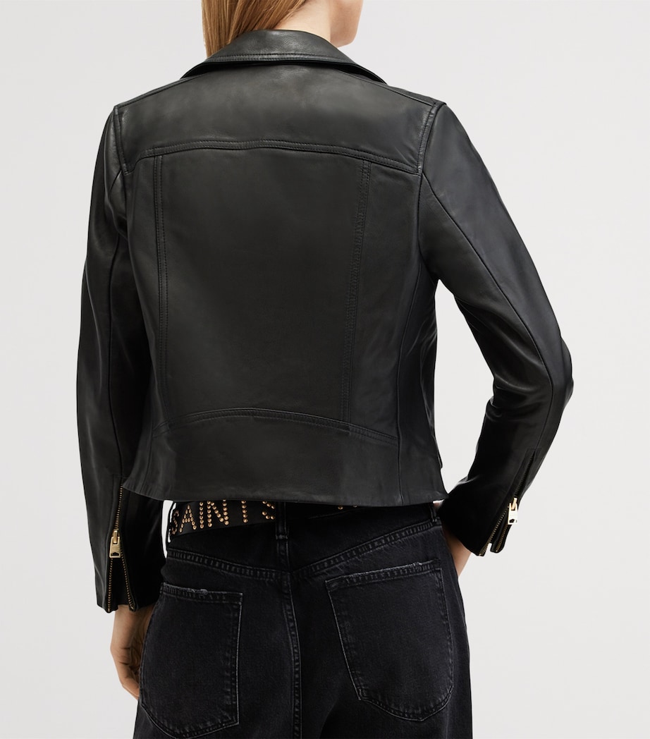 Leather Dalby Biker Jacket BLACK/GOLD Image 8
