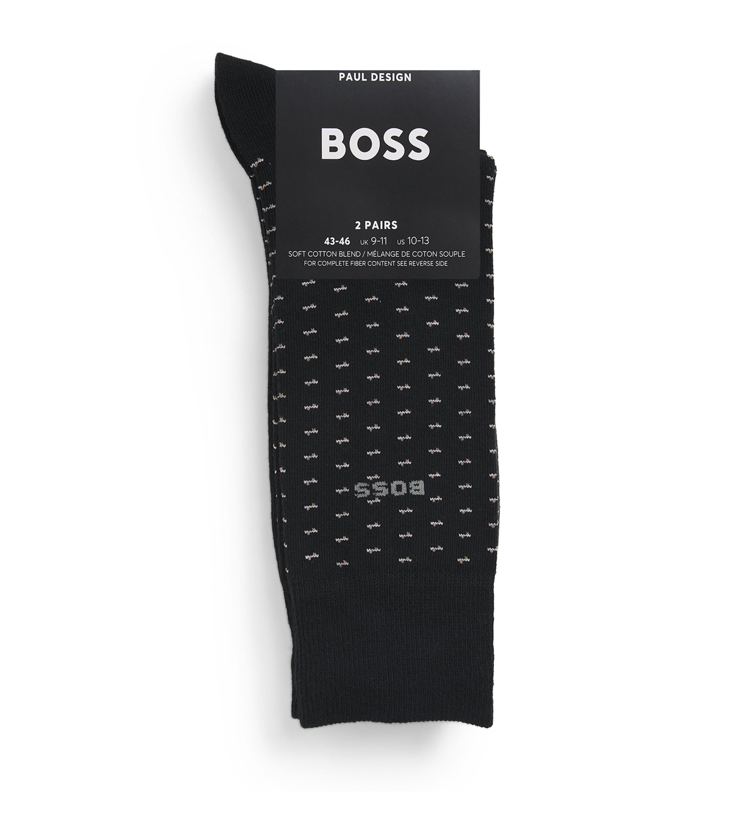 BOSS Mens Logo Socks (Pack of 2) Black Image 1