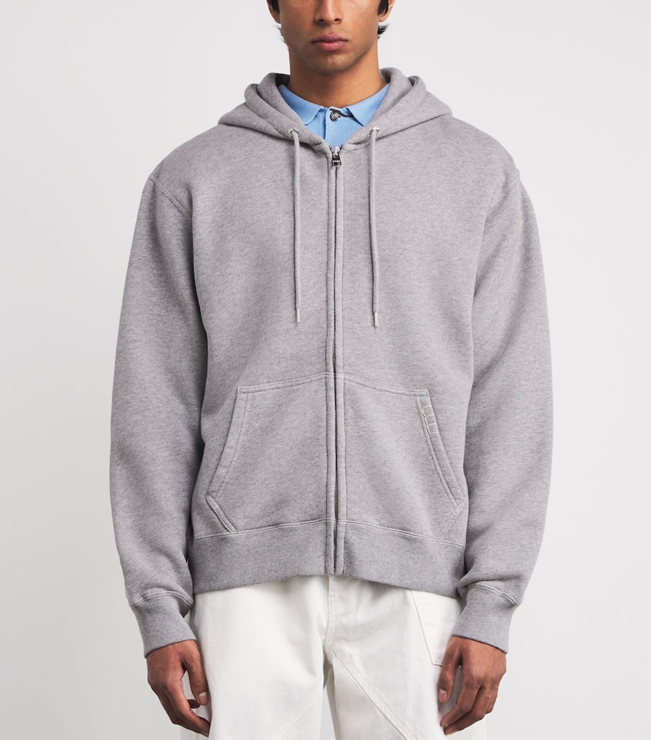 Cotton Zip-Up Hoodie MID GREY MELANGE 945 Image 3