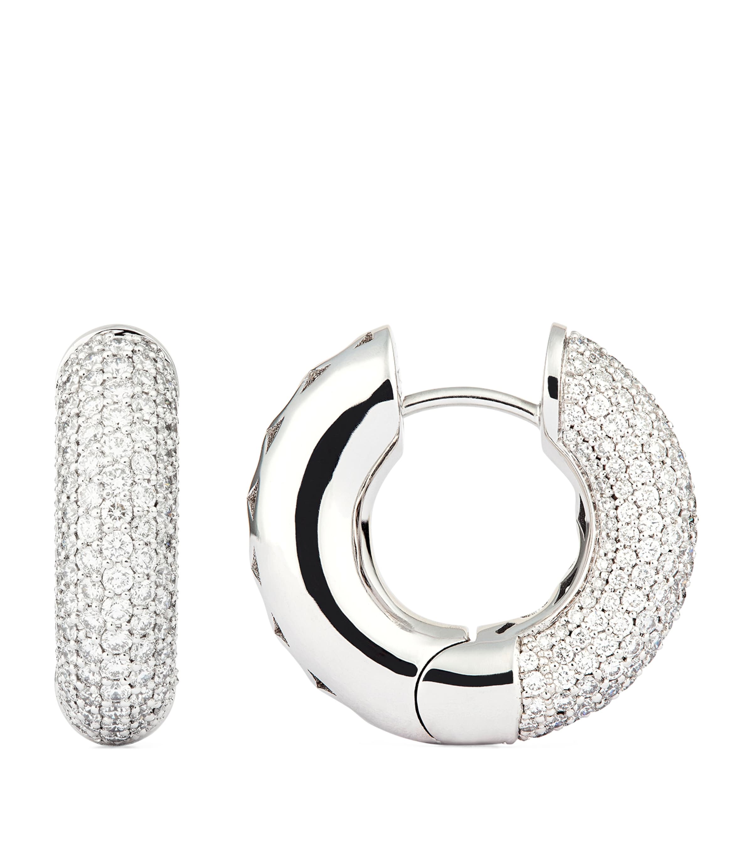 Engelbert White Gold And Diamond Absolute Creoles Earrings In White