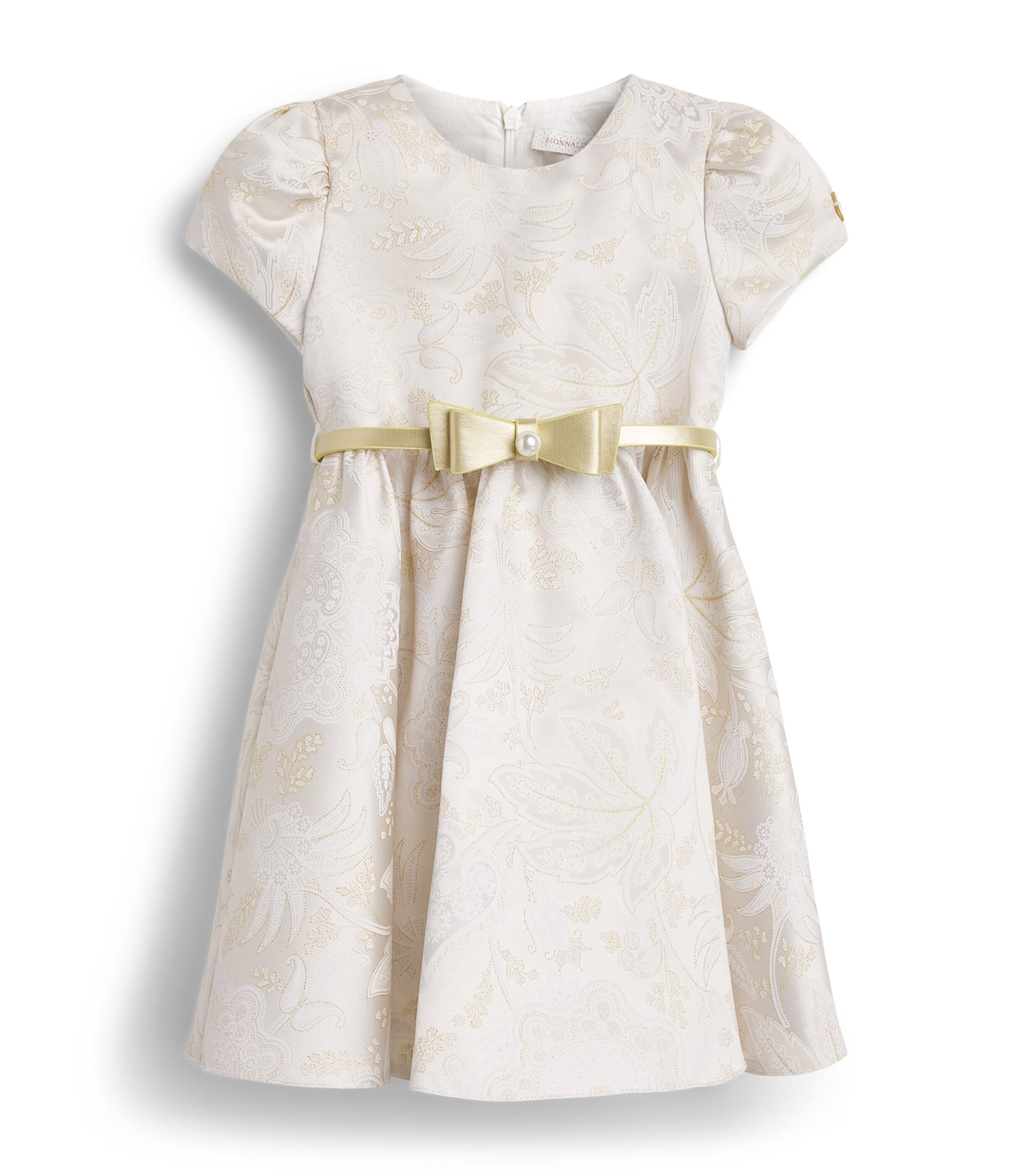 Monnalisa Paisley Dress (12 Months - 3 Years) Cream+gold Image 1