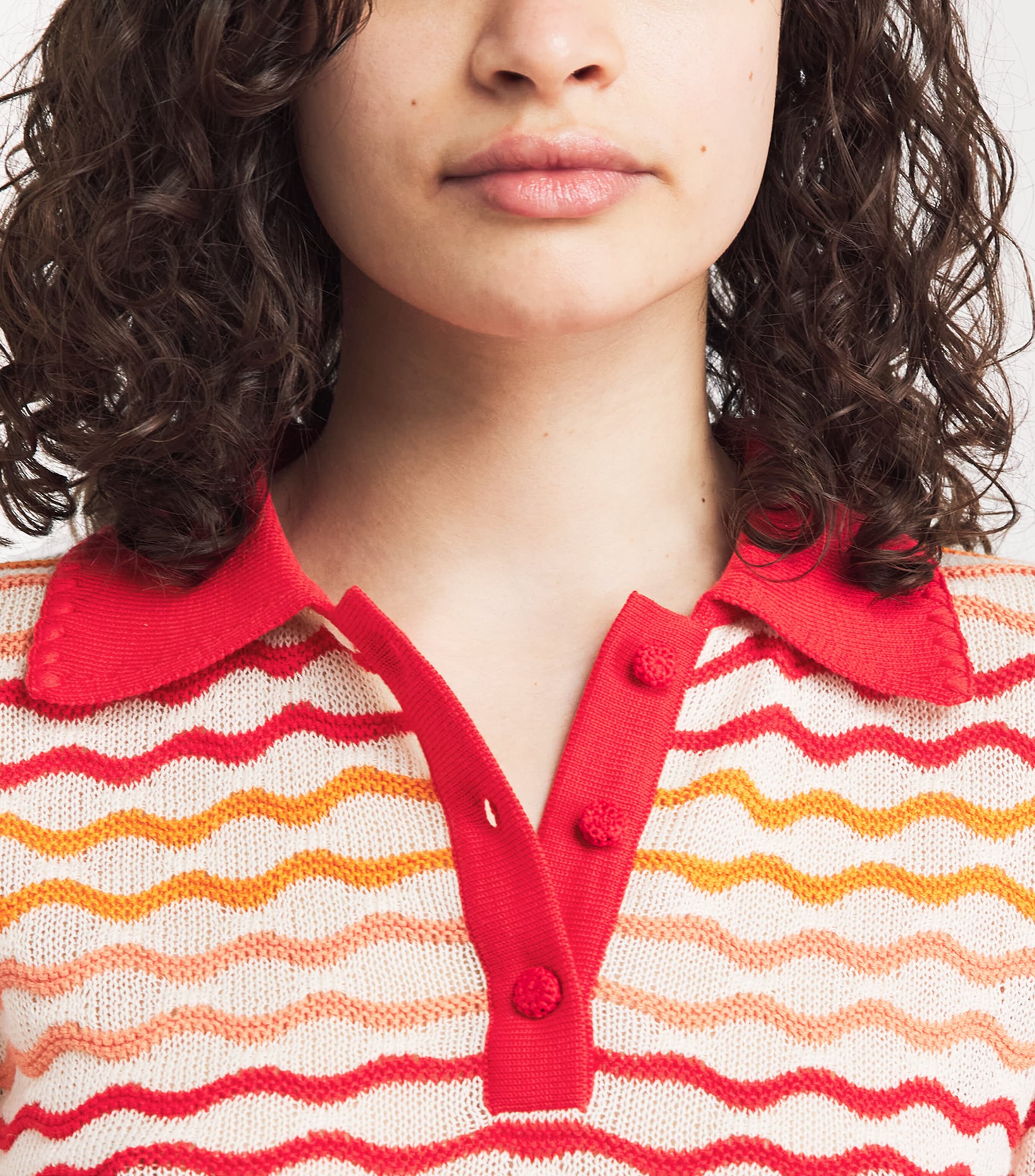 ESCVDO Womens Cotton Knitted Stripe Polo Shirt Image 3