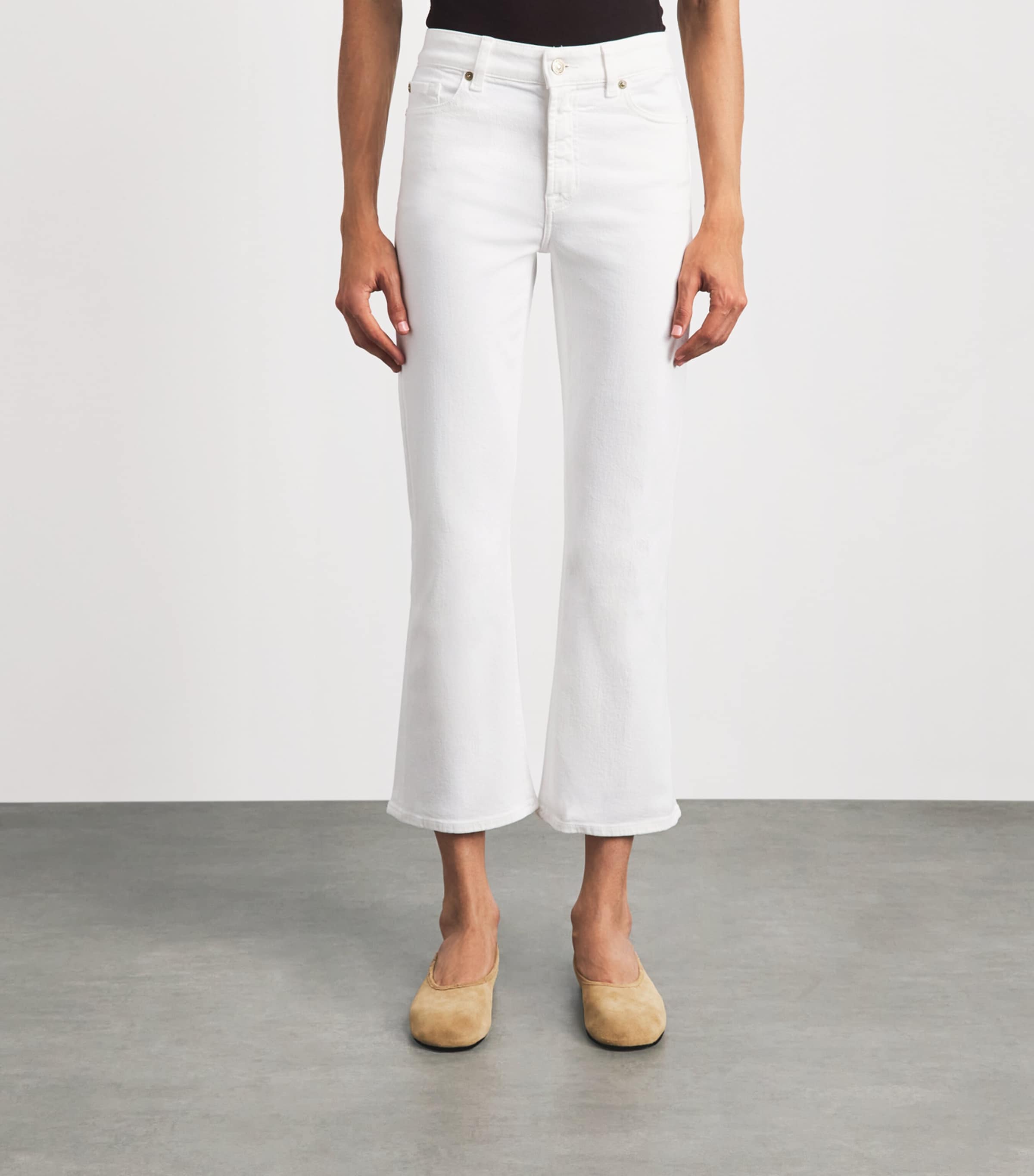 7 For All Mankind Womens High-Rise Bootcut Crop Jeans Pure White Image 4