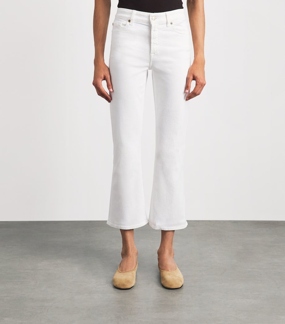 7 For All Mankind Womens High-Rise Bootcut Crop Jeans Pure White Image 4