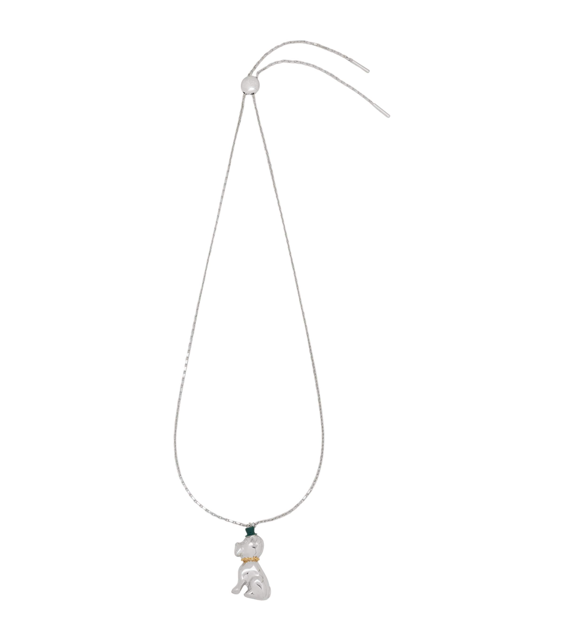 LOEWE Sterling Silver Dog Necklace Silver/green Image 1