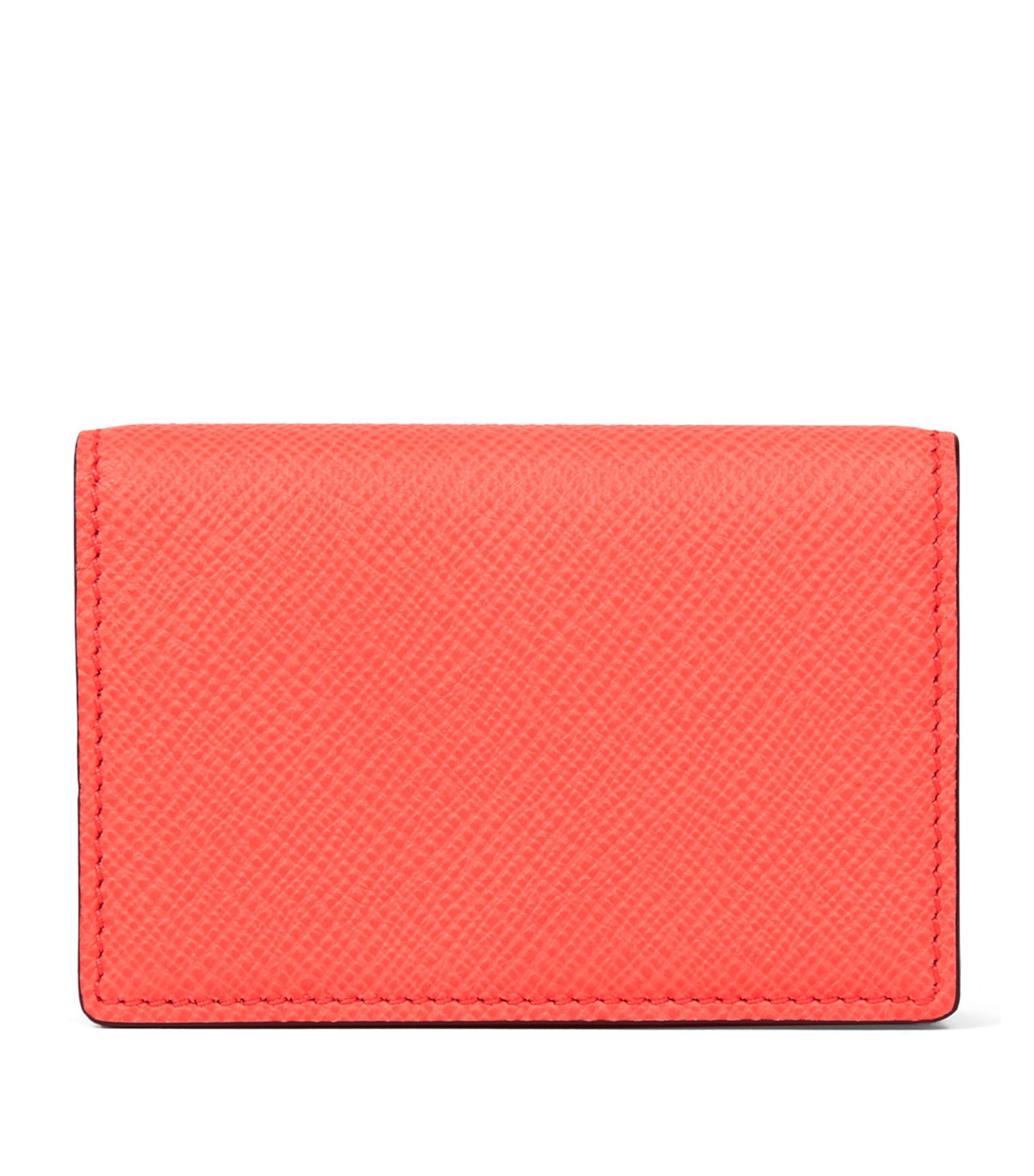 Shop Smythson Leather Folded Panama Card Holder In Pink