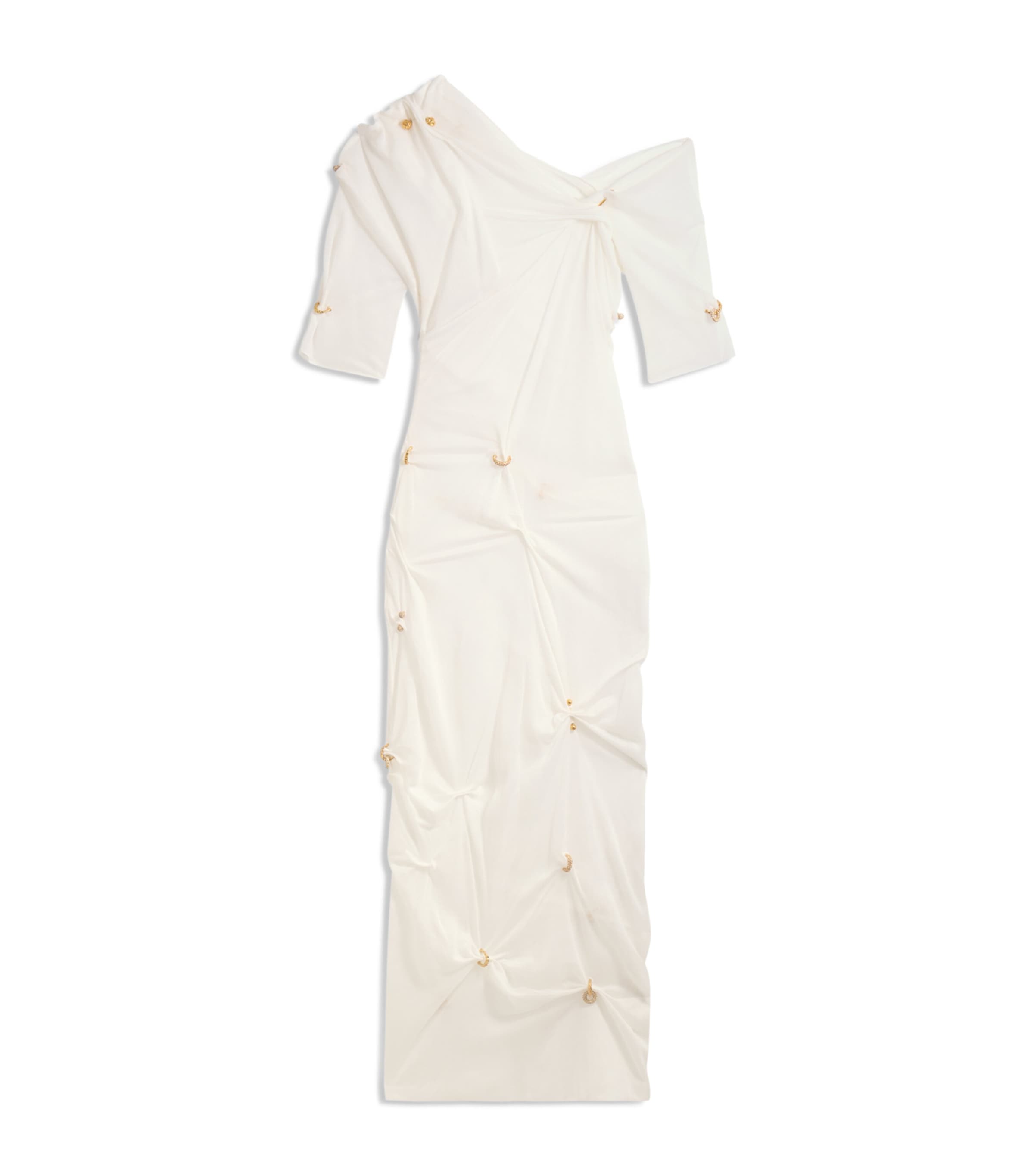 Schiaparelli Silk Piercing Midi Dress White