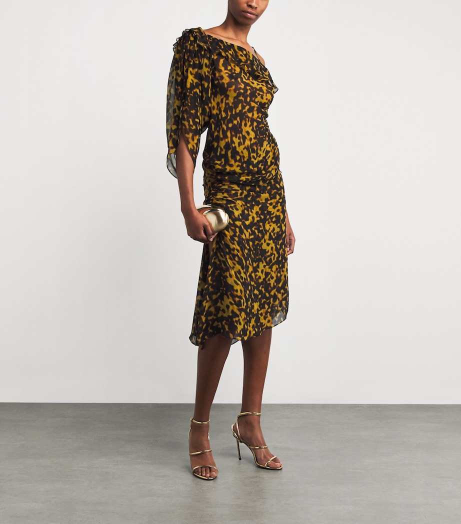 Silk Ruched Midi Skirt TORTOISESHELL Image 2