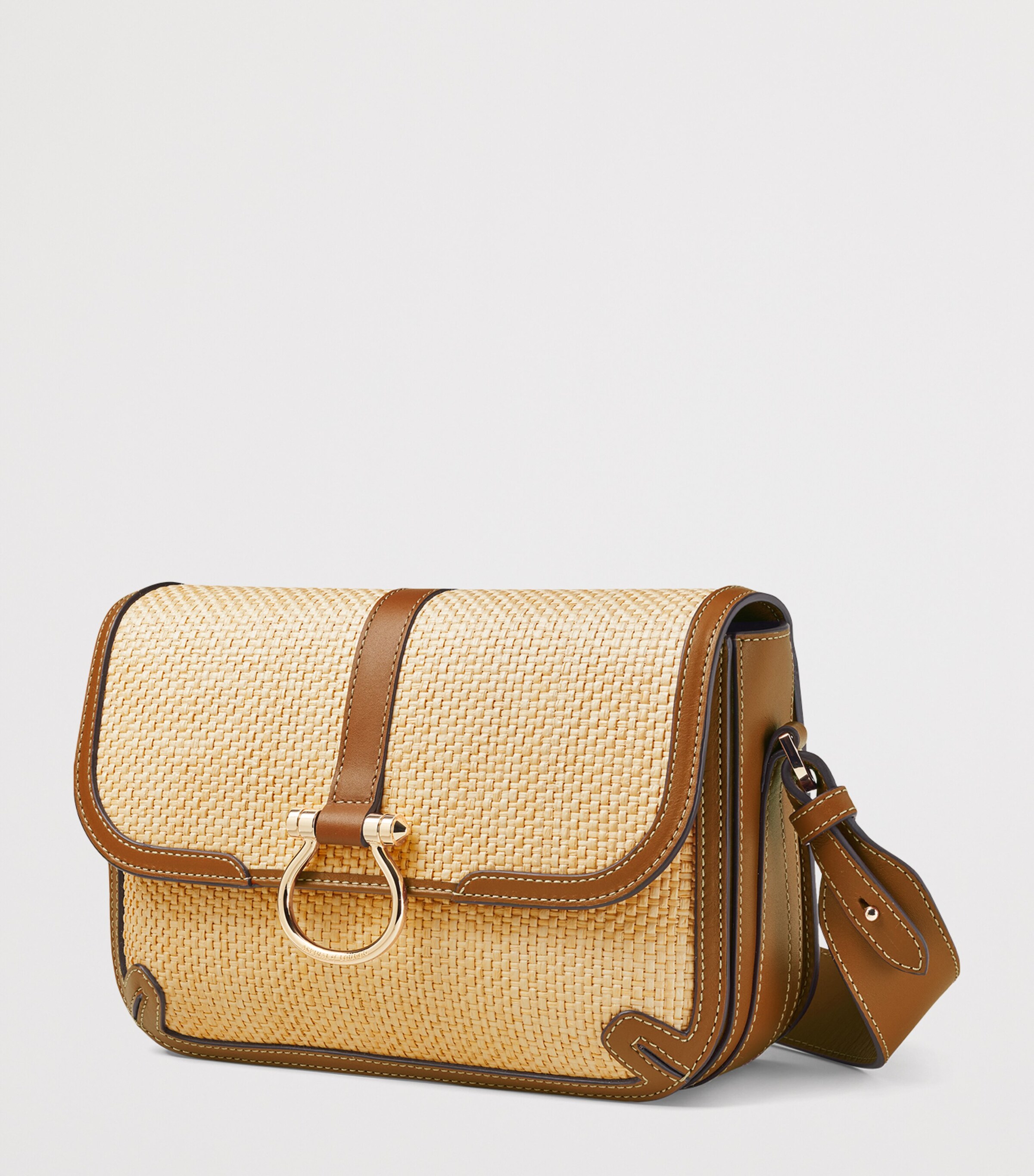 Aspinal Of London Raffia Leather Resort Cross-Body Bag Neutral Image 2