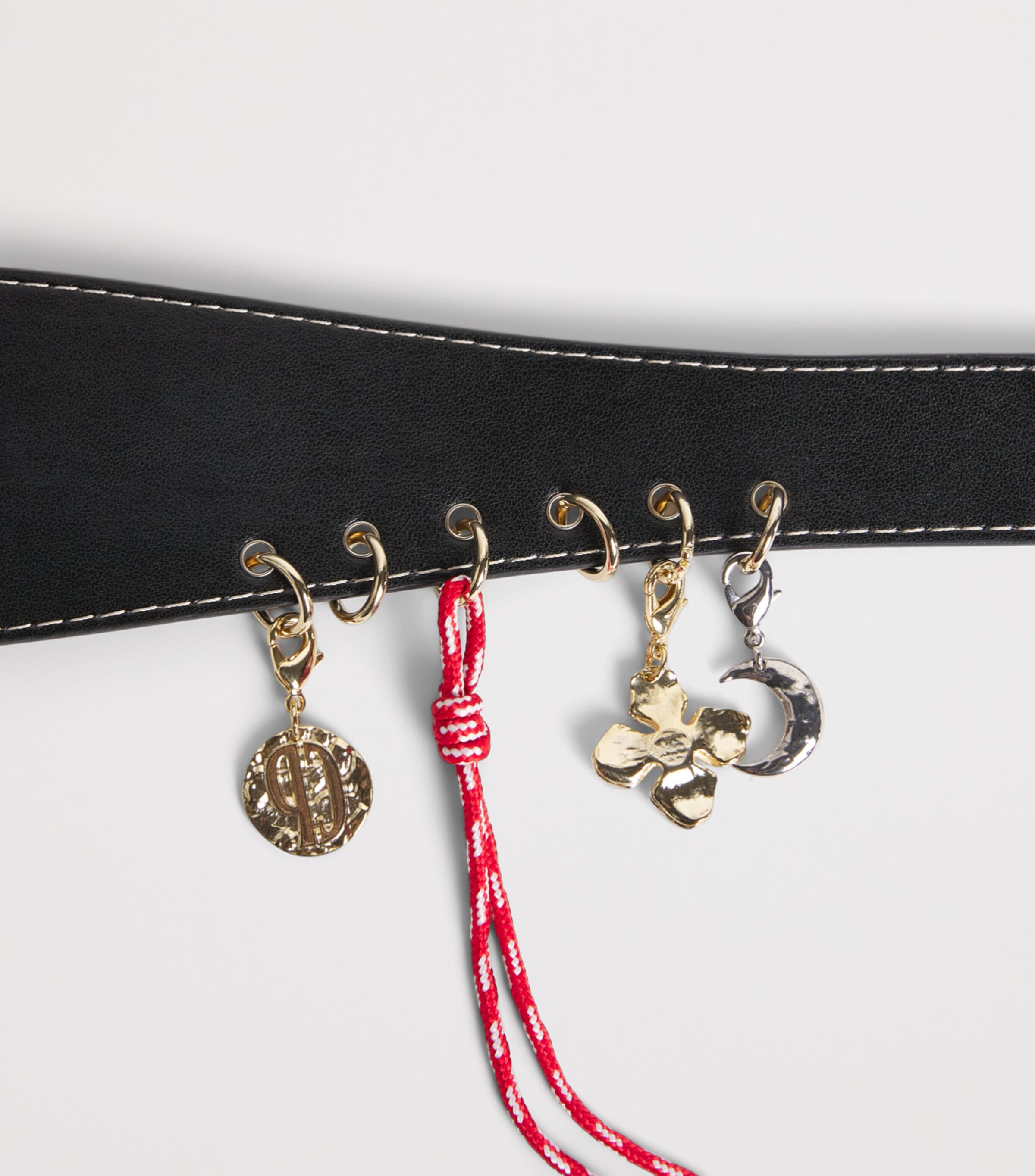 Claudie Pierlot Leather Charm-Detail Belt Black Image 5
