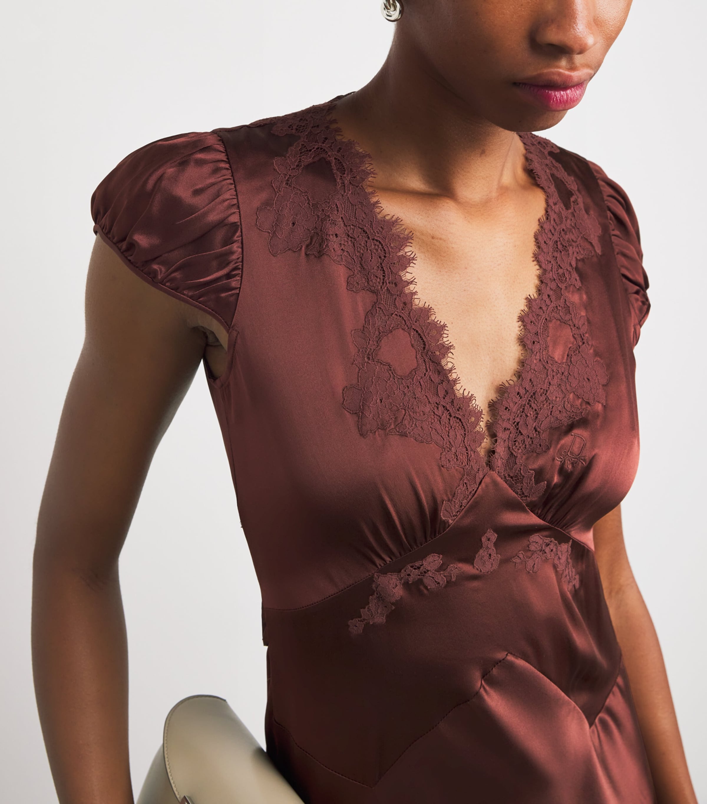 Silk-Lace Coraline Midi Dress CAFÉ BRUN Image 6