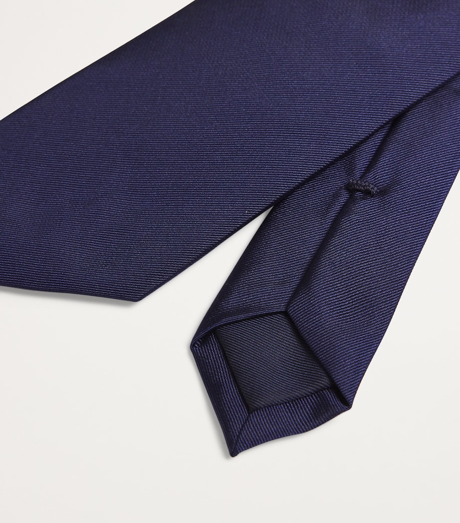 Silk Tie 001 NAVY BLUE Image 4