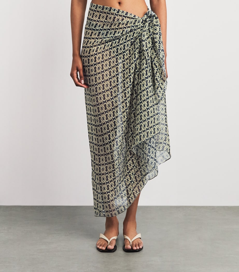 AWAY THAT DAY Womens Santorini Sarong Navy/gold Link Prnt Image 4