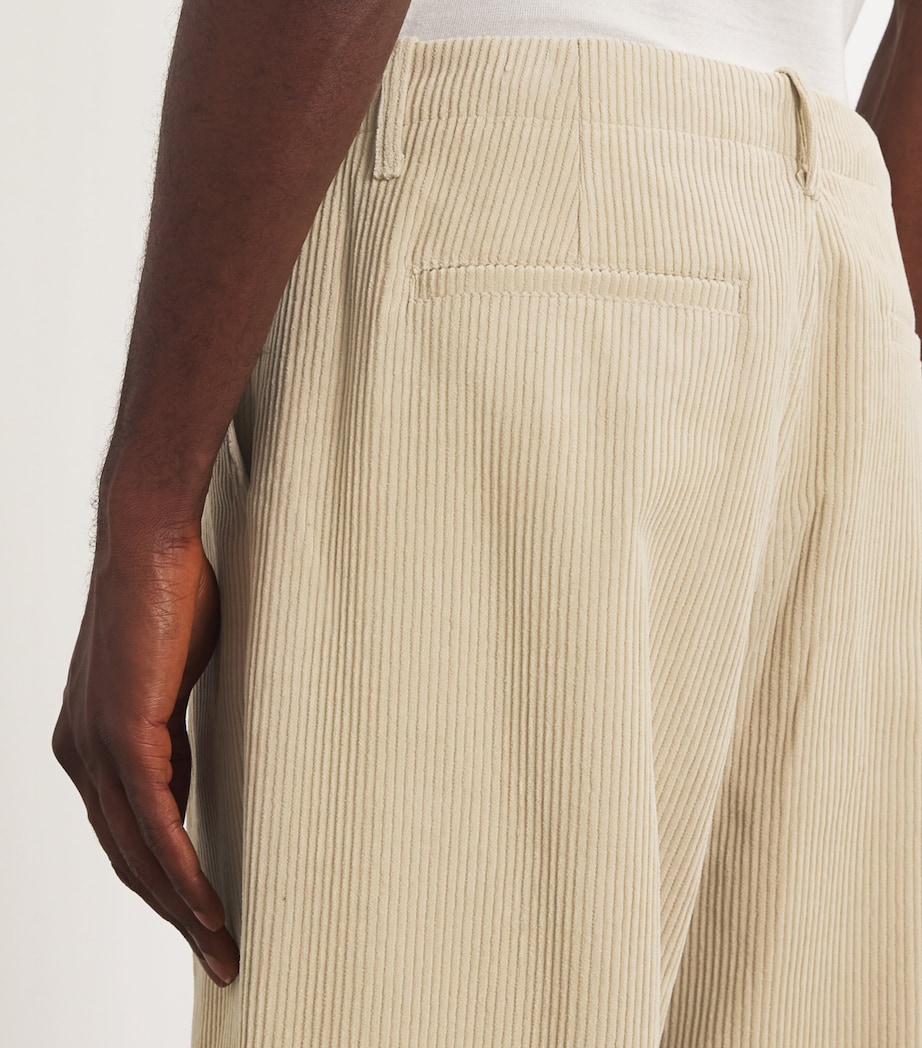 FRAME Mens Corduroy Pleated Tapered Trousers Dove Image 6