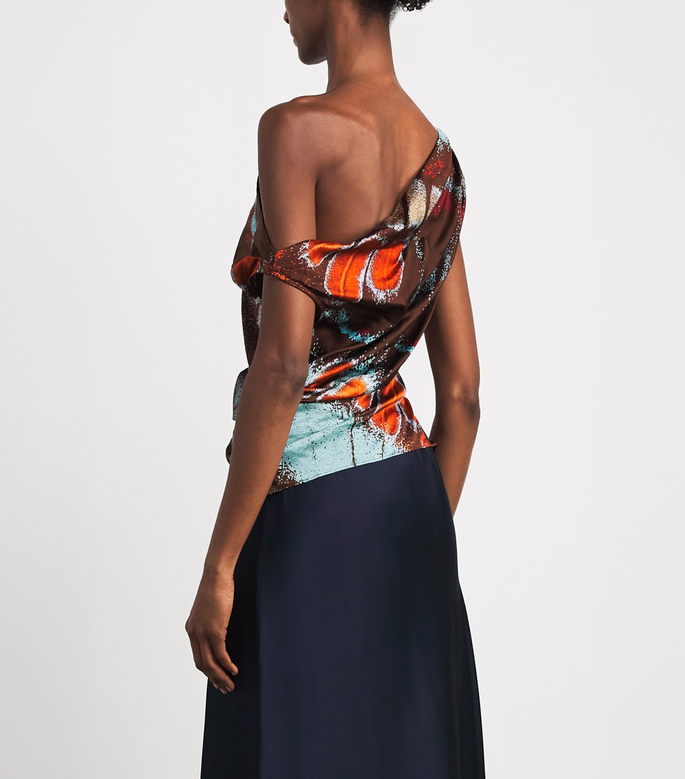 STAUD Womens Silk-Blend Phare Asymmetric Top Bfsy Butterfly Sky Image 5