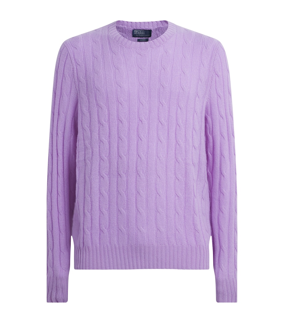 Polo Ralph Lauren Mens Cashmere Cable-Knit Sweater Tanzanite Purple Image 1