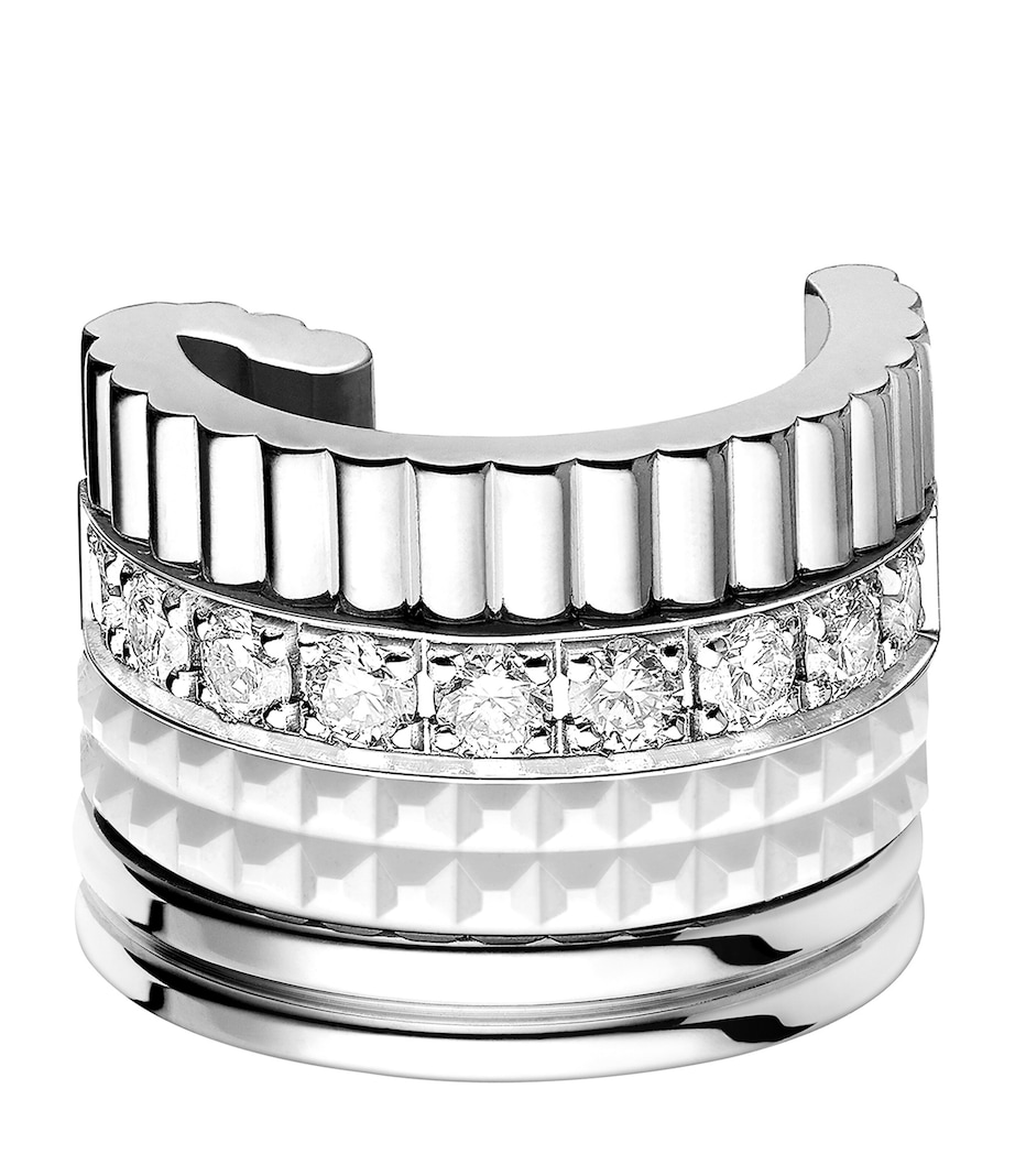 White Gold and Diamond Quatre Double White Edition Single Clip Earring WHITE GOLD Image 2