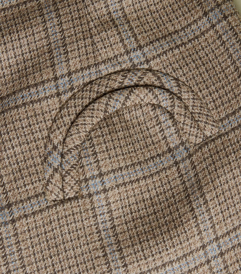 Blazé Milano Womens Virgin Wool Check Fox Tailored Trousers Beige Image 6
