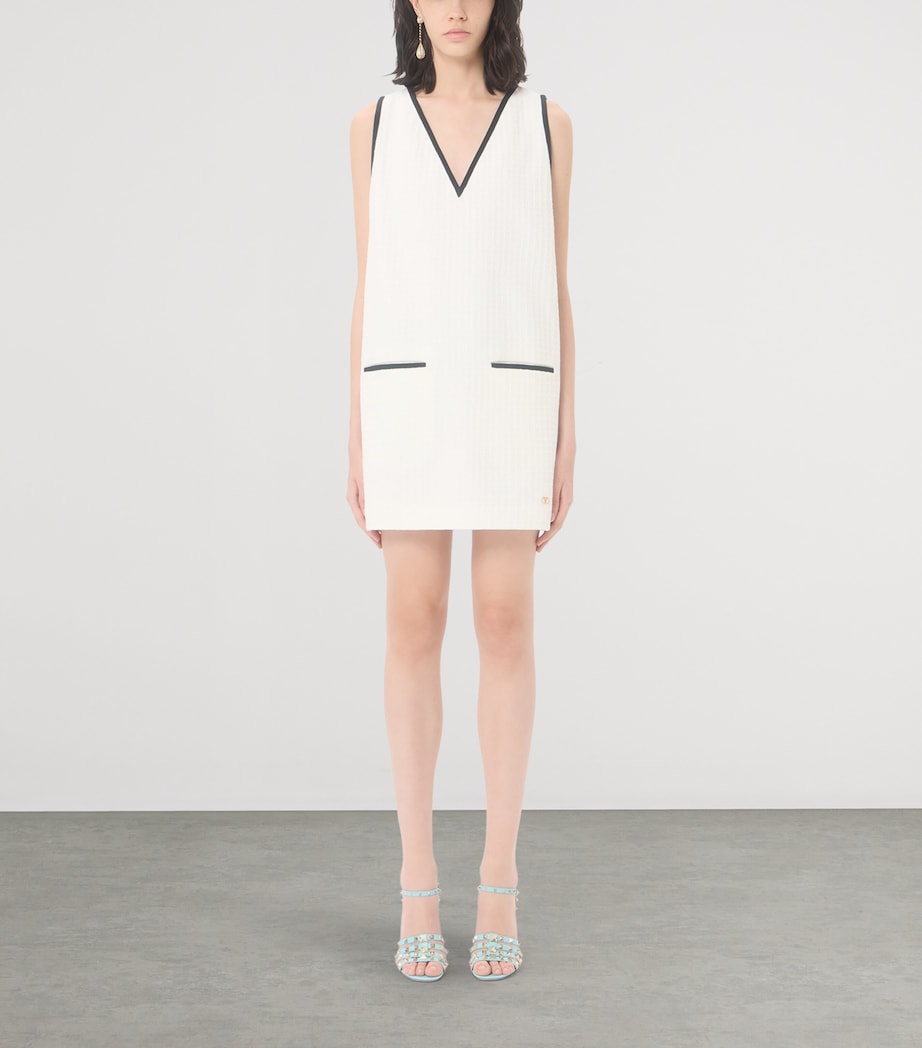 Valentino Womens Cotton Tweed V-Neck Mini Dress Cbj Image 3