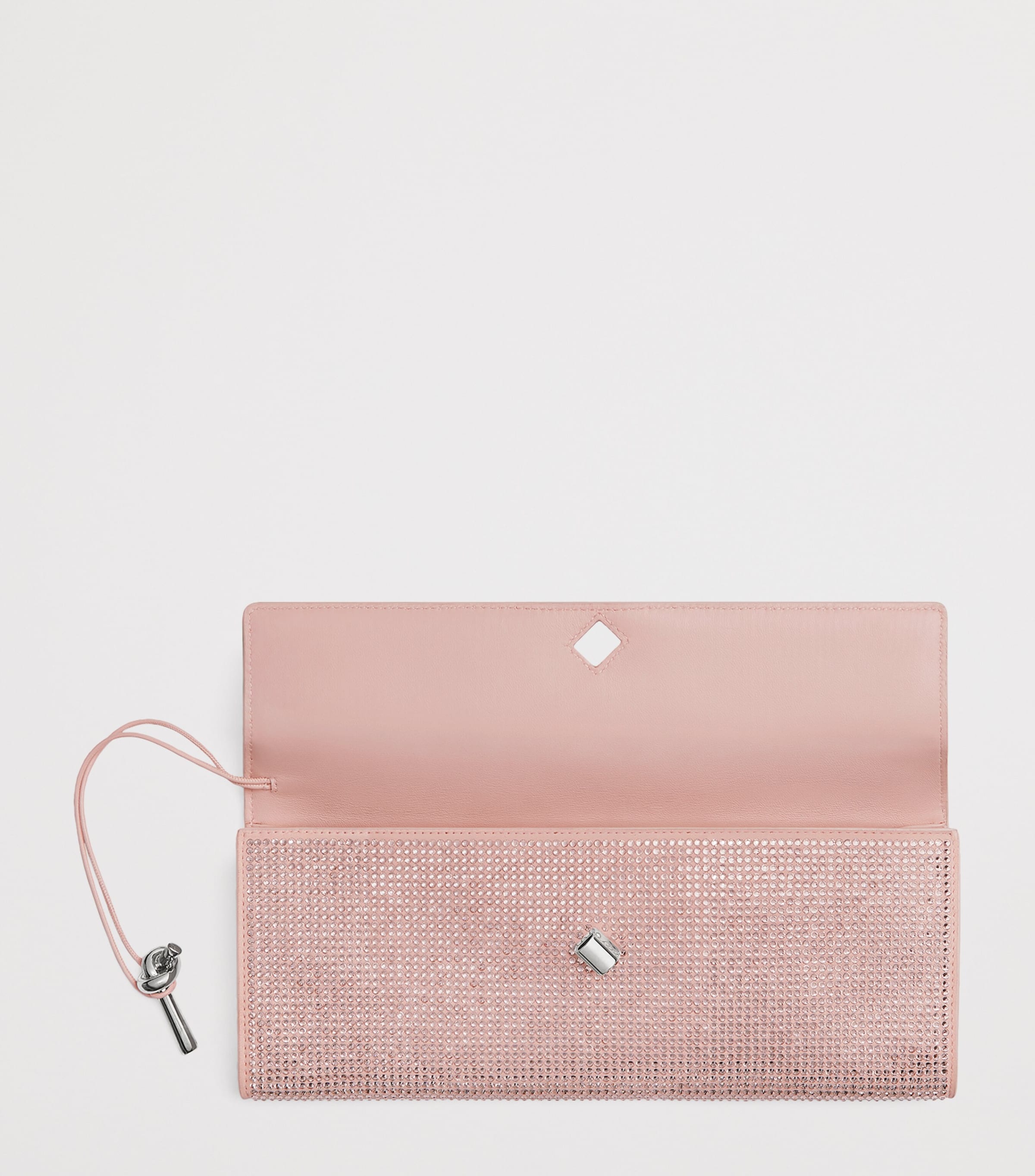 Leather Crystal-Embellished Andiamo Clutch Bag 6877 Image 5