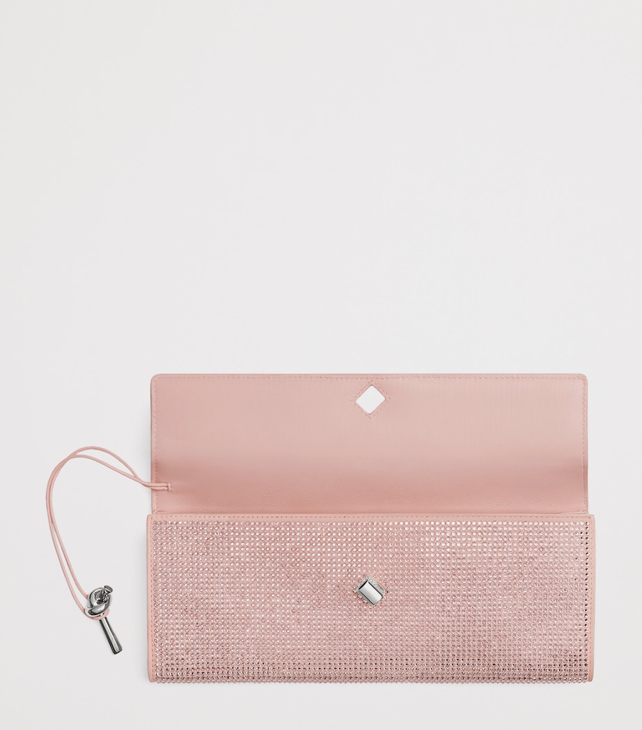 Leather Crystal-Embellished Andiamo Clutch Bag 6877 Image 5