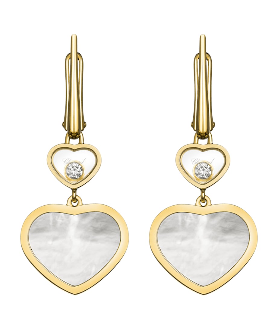 Yellow Gold, Diamond and Mother-of-Pearl Happy Hearts Drop Earrings 18K YELLOW GOLD Image 1